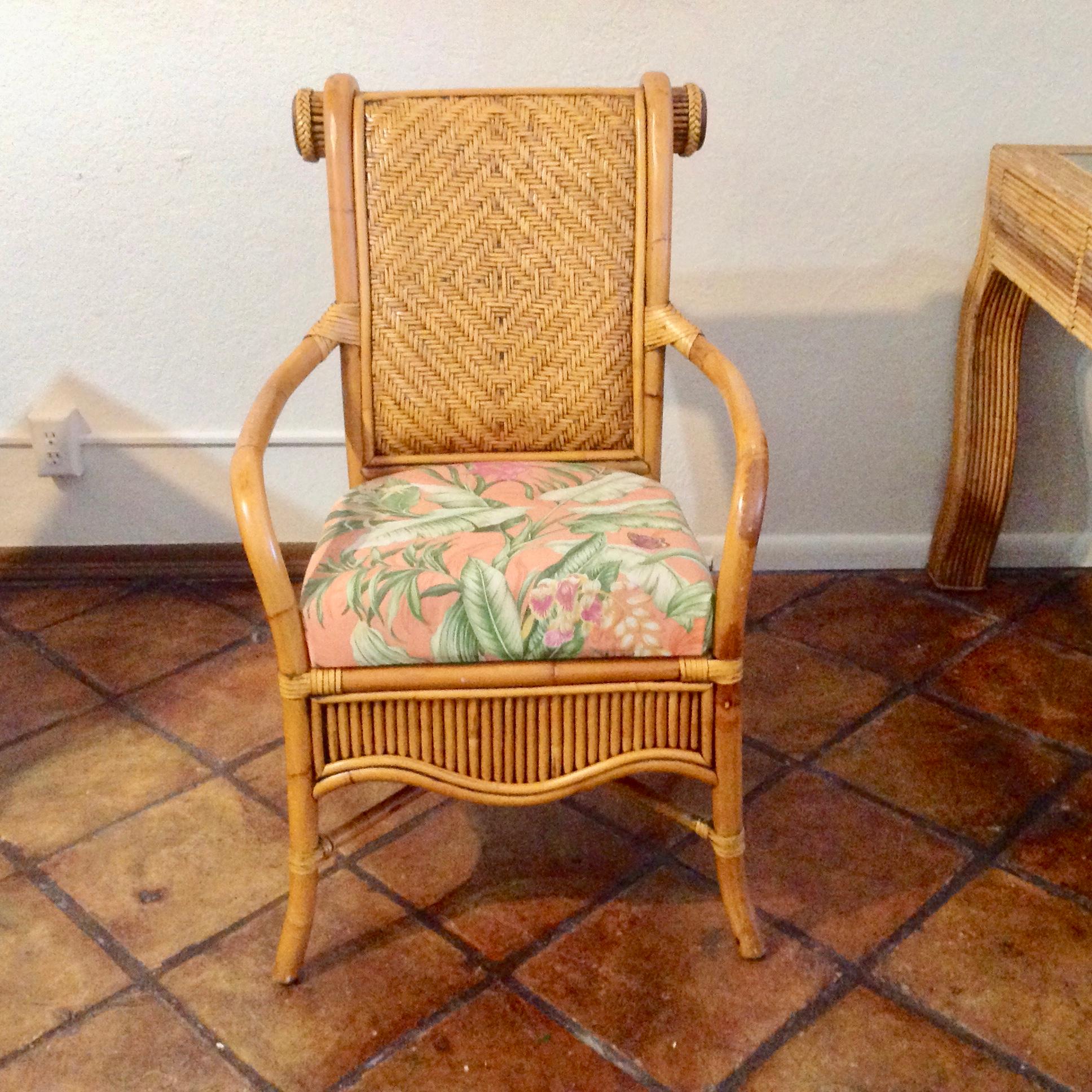 Set of 6 Colonial Style Rattan Dining Chairs 3