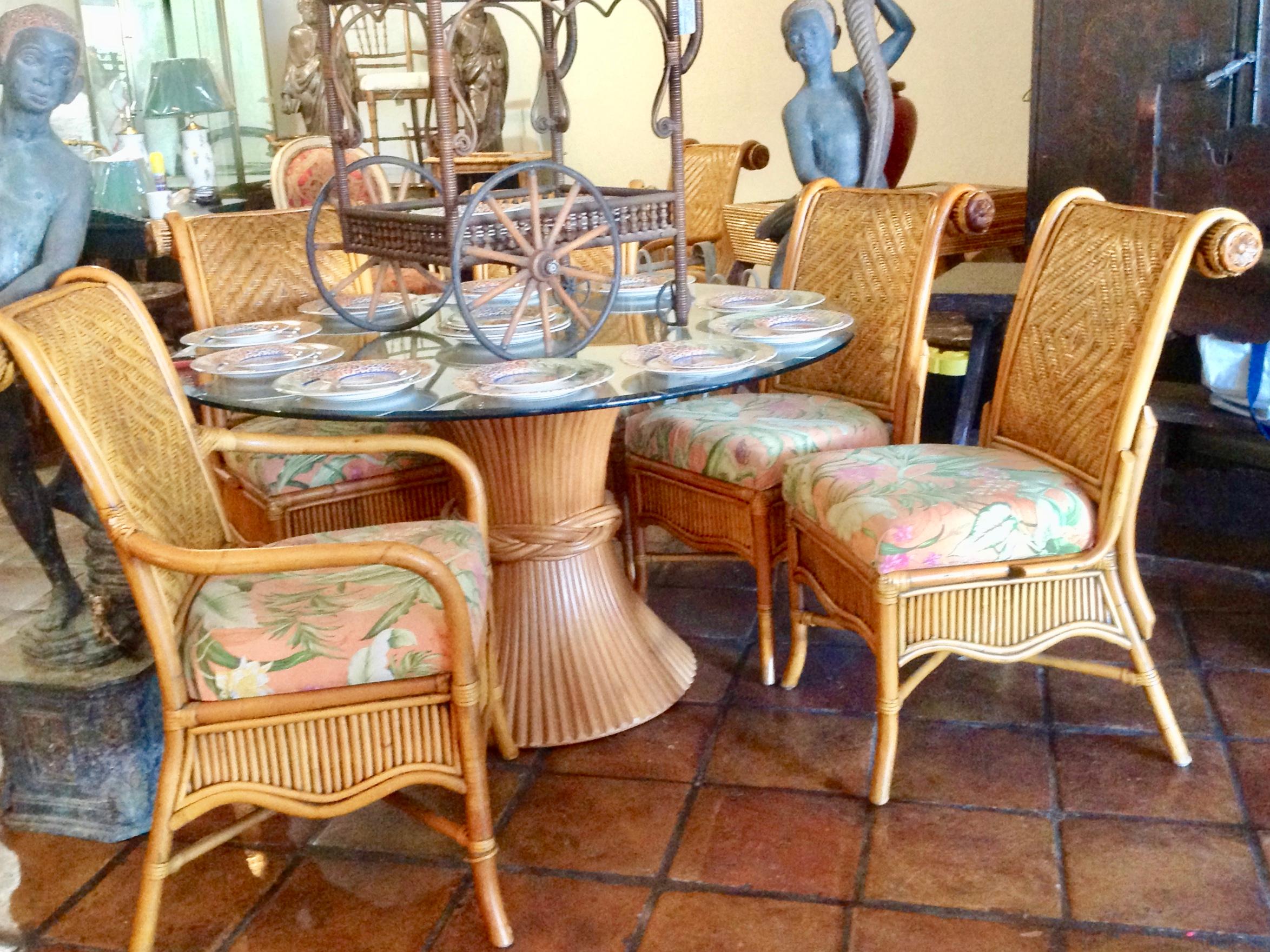 Set of 6 Colonial Style Rattan Dining Chairs 7