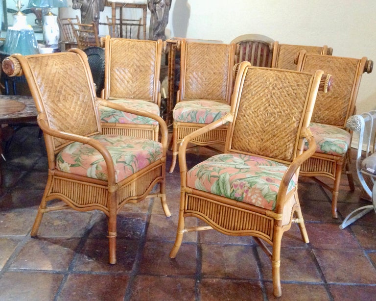 Set of 6 Colonial Style Rattan Dining Chairs at 1stDibs