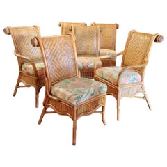 Set of 6 Colonial Style Rattan Dining Chairs