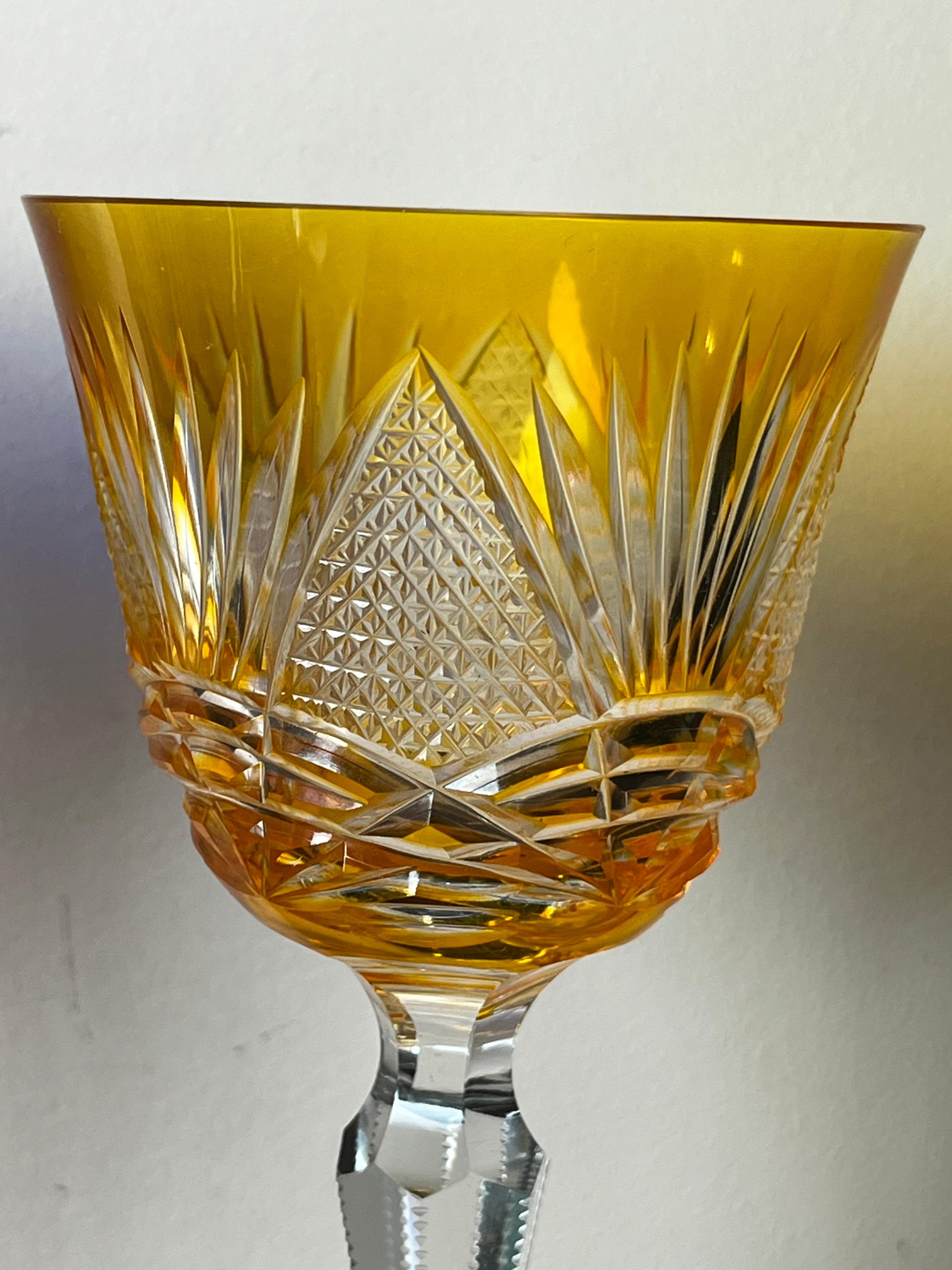 Set of 6 Colored Crystal Glasses, Italy, 1950s For Sale 5