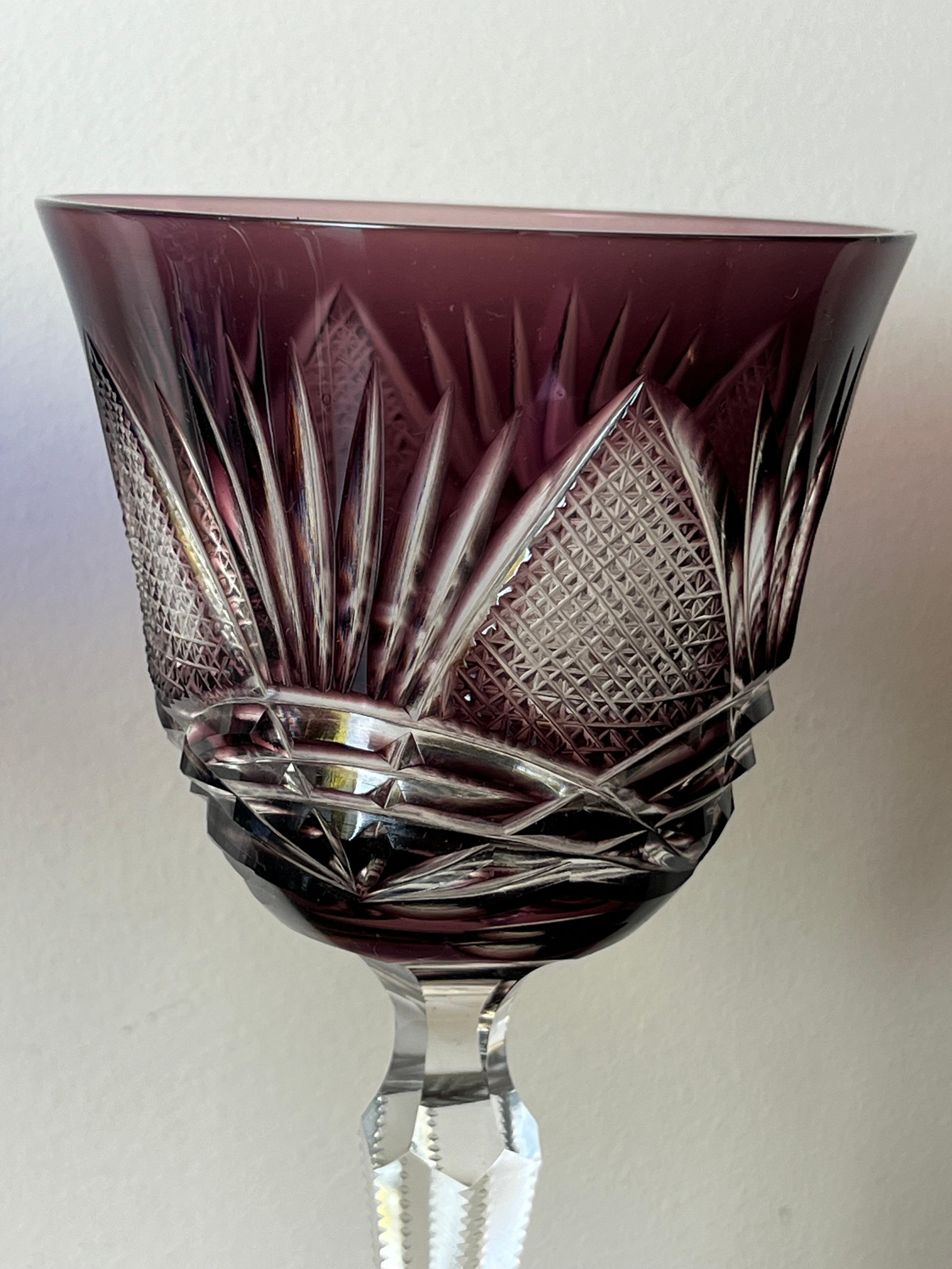 Set of 6 Colored Crystal Glasses, Italy, 1950s For Sale 6