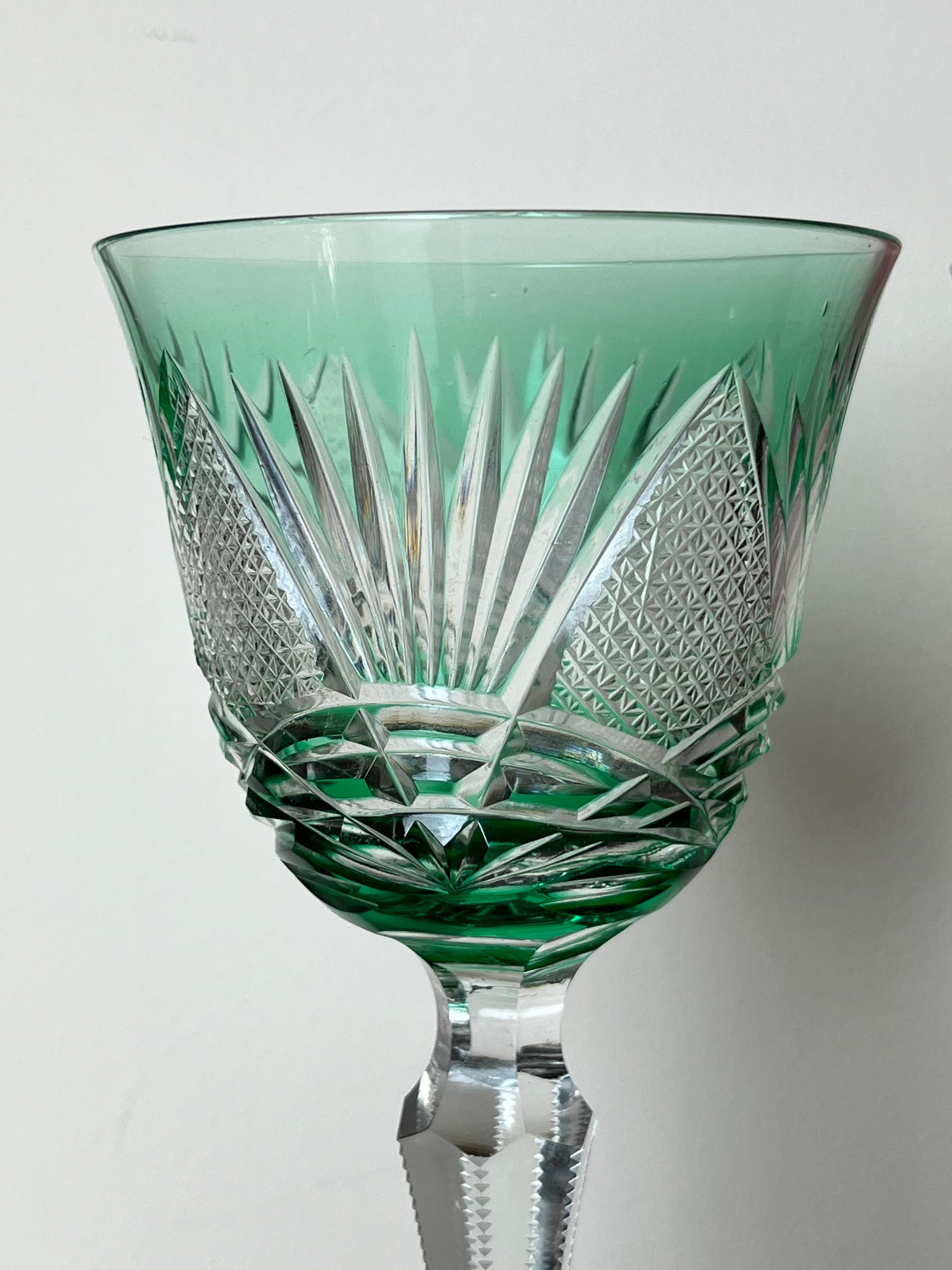 Set of 6 Colored Crystal Glasses, Italy, 1950s For Sale 1