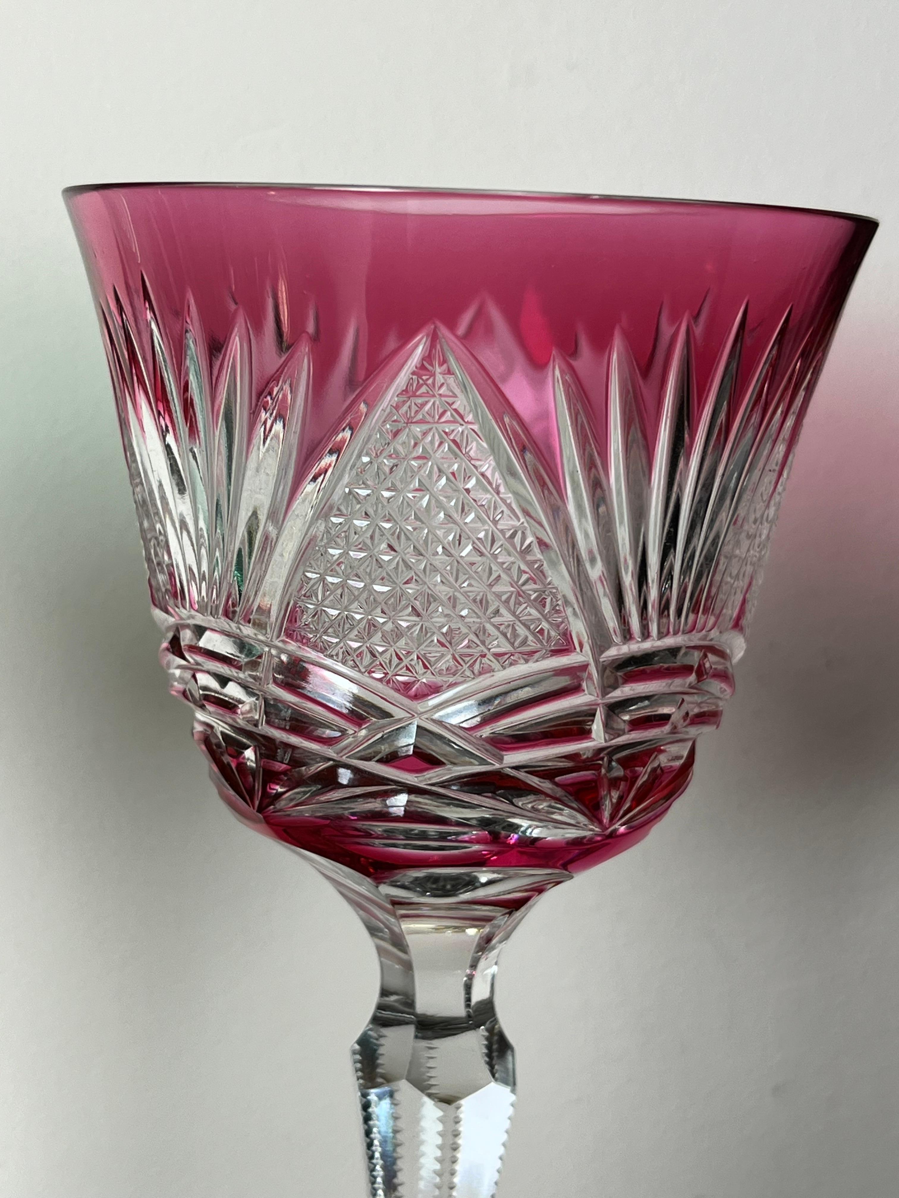Set of 6 Colored Crystal Glasses, Italy, 1950s For Sale 2