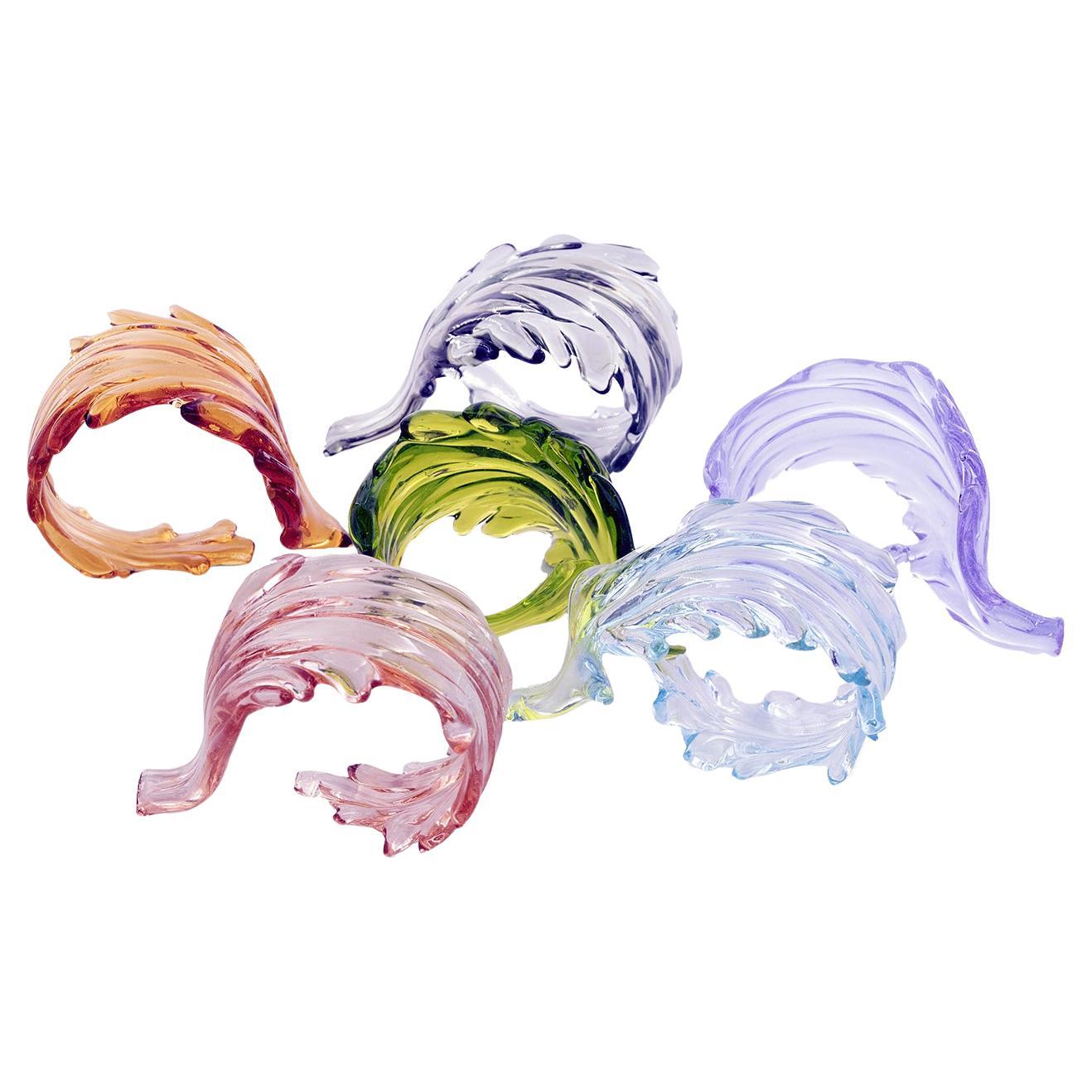 Set of 6 colored leaves Napking rings For Sale