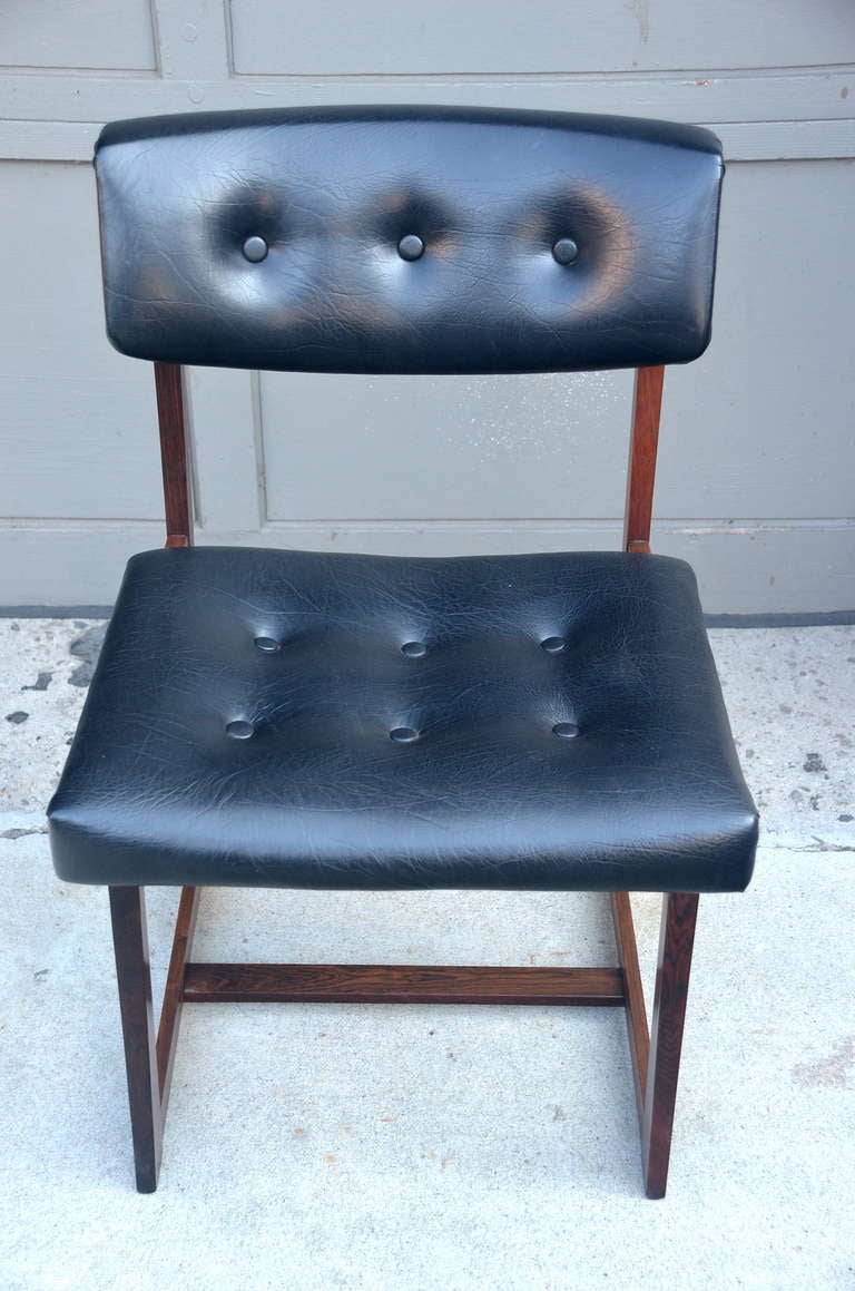 Set of 6 Comfortable Brazilian Rosewood Chairs For Sale 2
