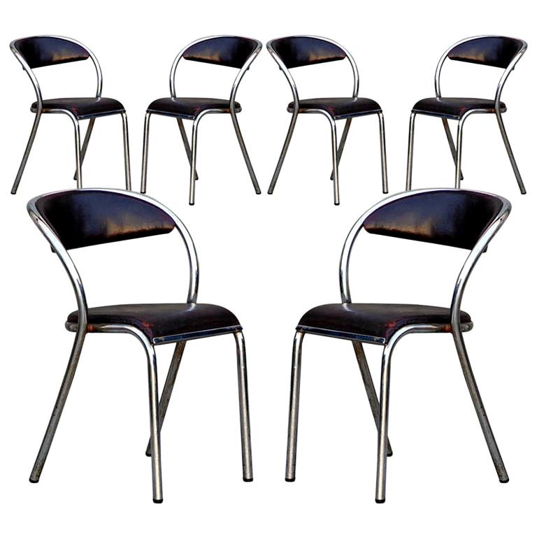 Ensemble de 6 chaises confortables de style moderniste français