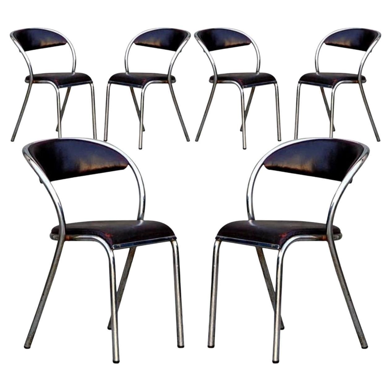 Set of 6 Comfortable French Modernist Chairs