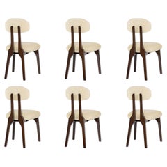 Set of 6 contemporary chenille beech Silhouette dining chair by InsidherLand