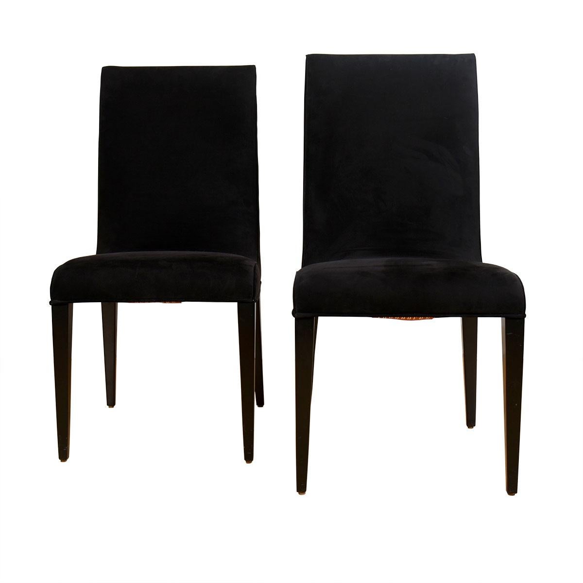 Mid-Century Modern Set of 6 Contemporary Dining Chairs from Theodore’s Upholstered in Ultra Suede For Sale