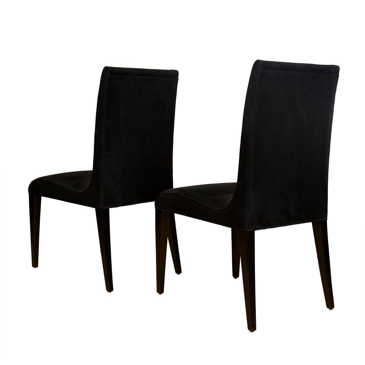 Set of 6 Contemporary Dining Chairs from Theodore’s Upholstered in Ultra Suede In Excellent Condition For Sale In Kensington, MD