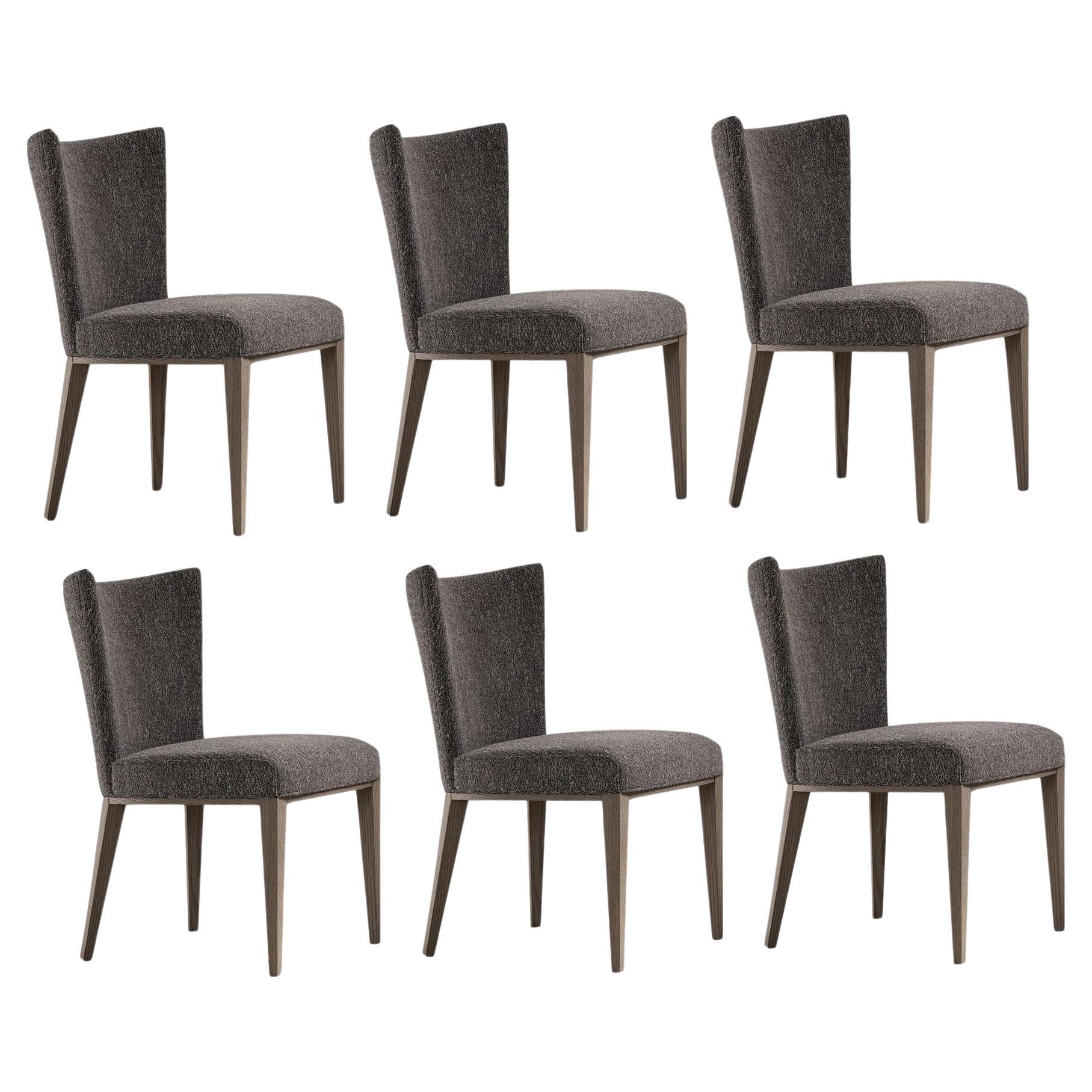 6er-Set Contemporary Dining Chairs gepolstert in raffiniertem Melange-Stoff