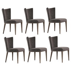 Ensemble de 6 chaises de salle à manger contemporaines revêtues d'un tissu mélangé sophistiqué