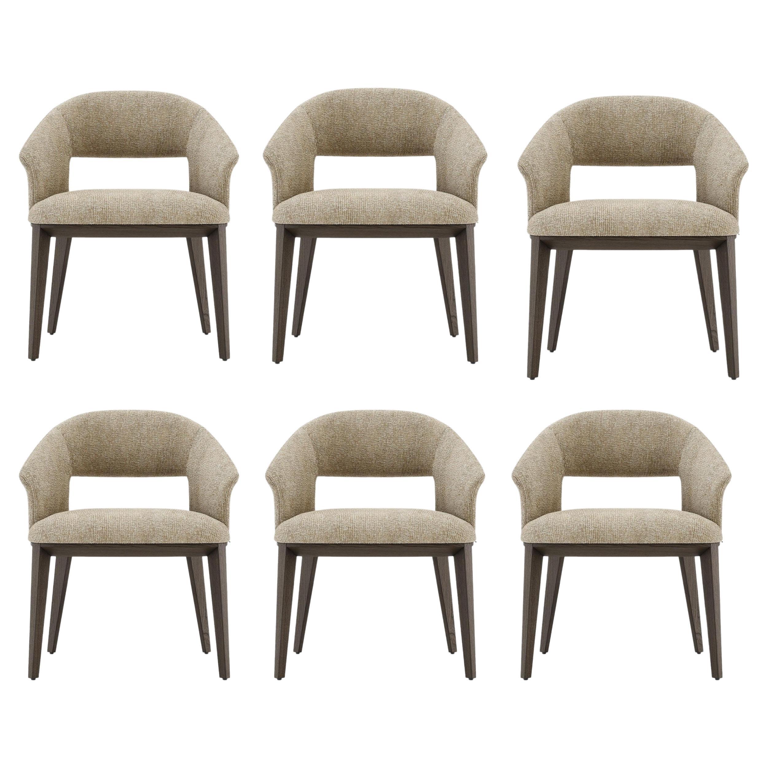 Set of 6 Contemporary Dining Chairs With Upholstered Seat and Back