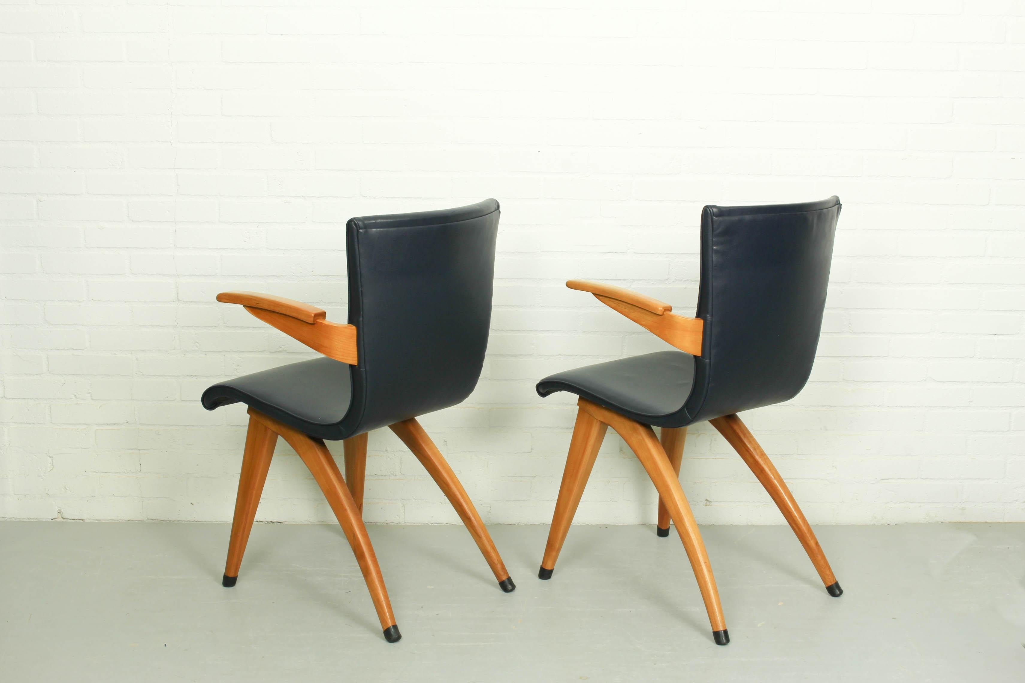 Set of 6 Cor Van Os Leatherette Dining Chair Model Swing, 1960s For Sale 6