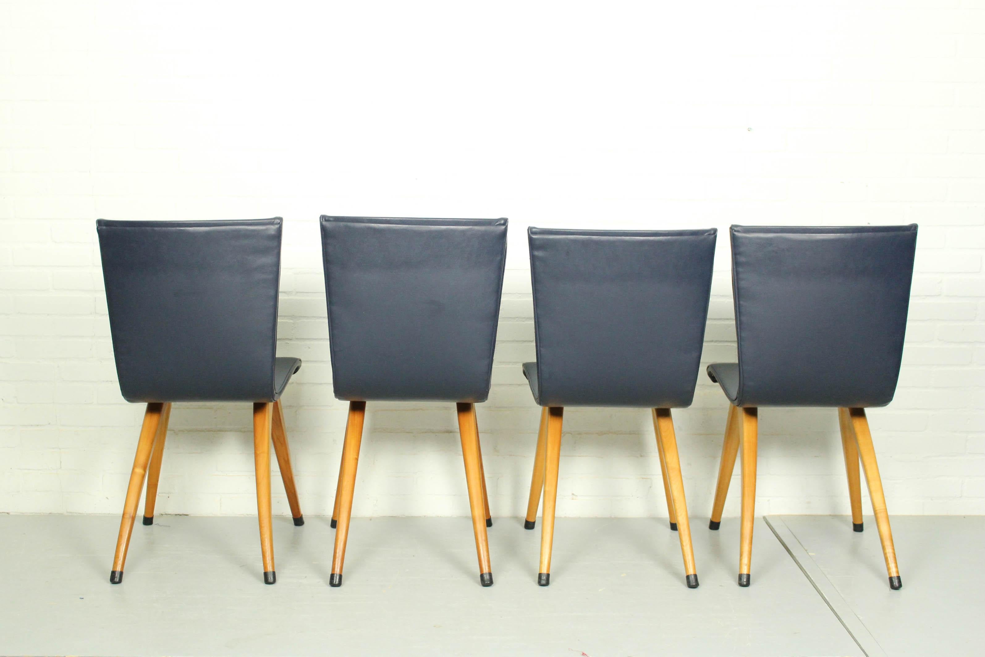 Set of 6 Cor Van Os Leatherette Dining Chair Model Swing, 1960s For Sale 1