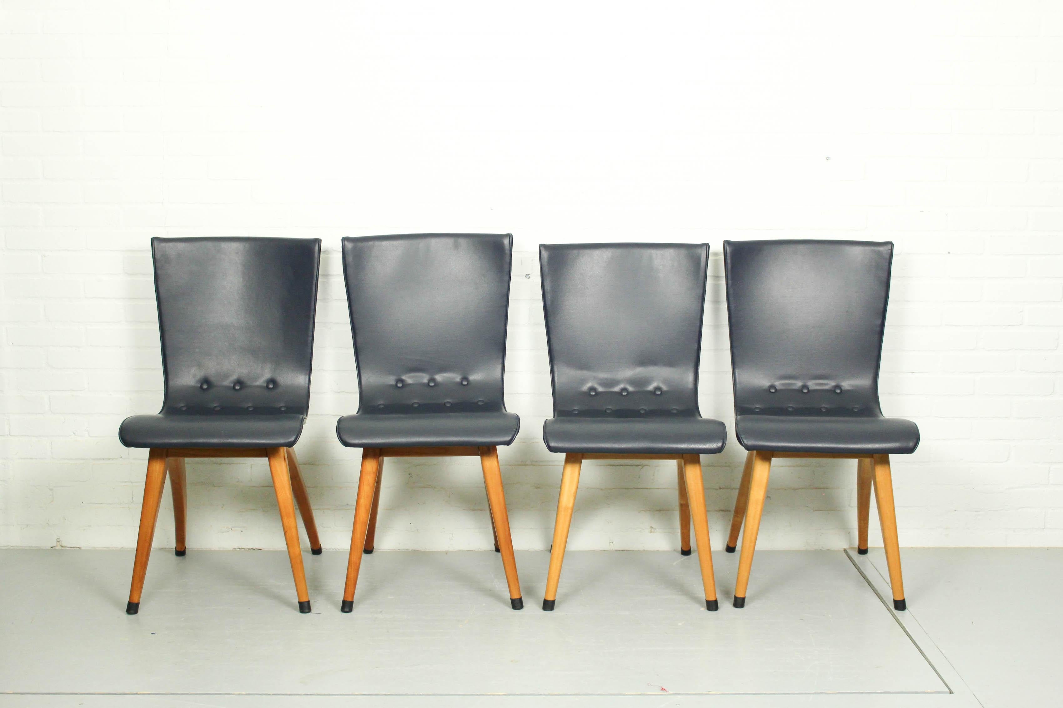 Set of 6 Cor Van Os Leatherette Dining Chair Model Swing, 1960s For Sale 2