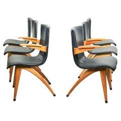 Retro Set of 6 Cor Van Os Leatherette Dining Chair Model Swing, 1960s