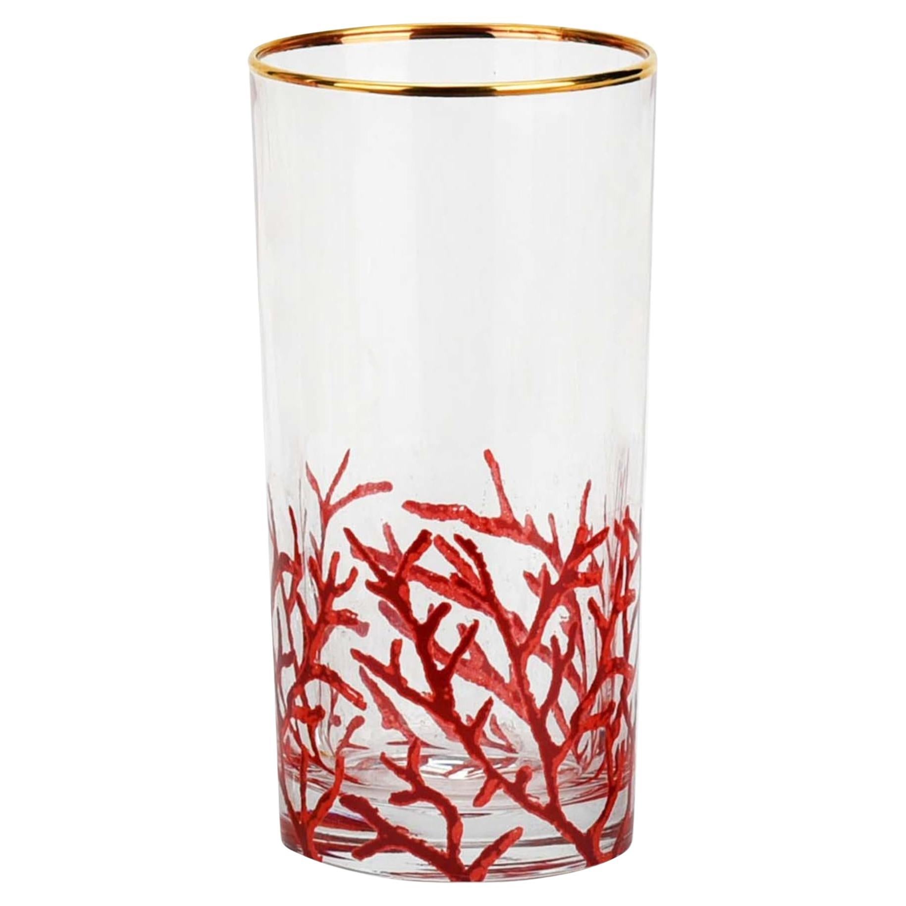 Set of 6 Coral Tall Water Glasses For Sale