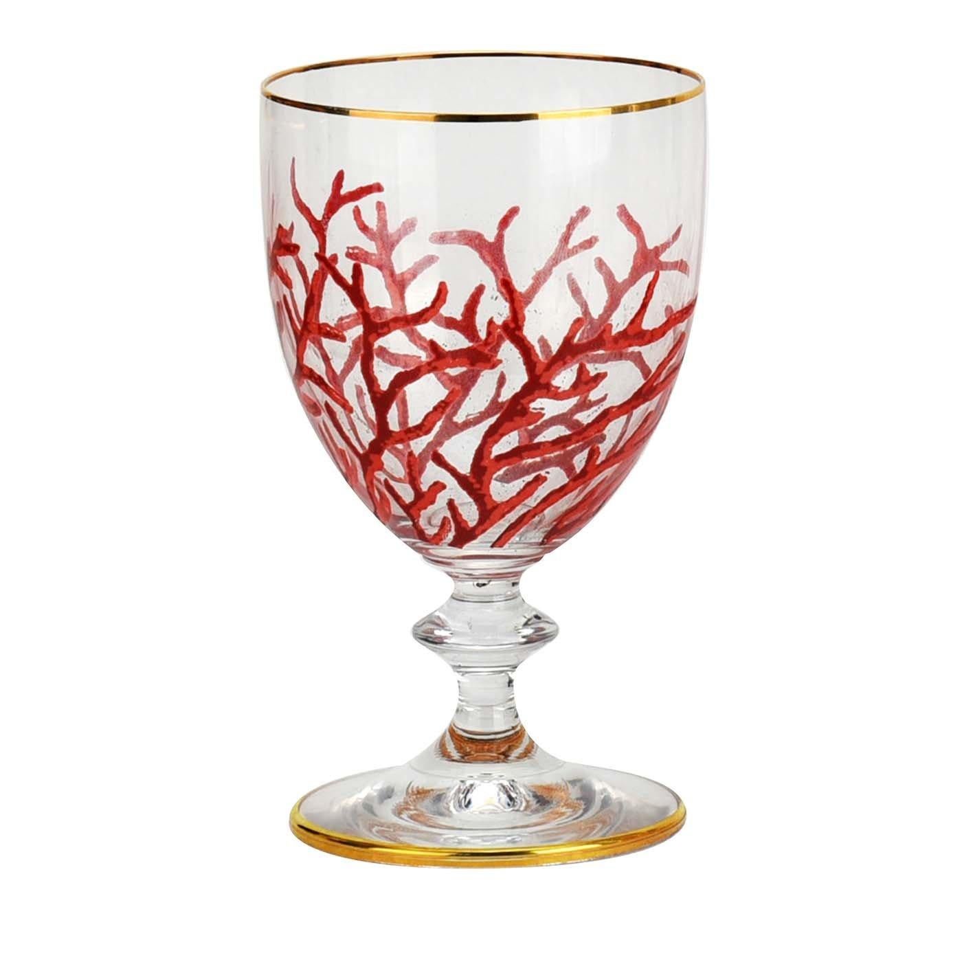 Contemporary Set of 6 Coral Wine Glasses by Creart For Sale