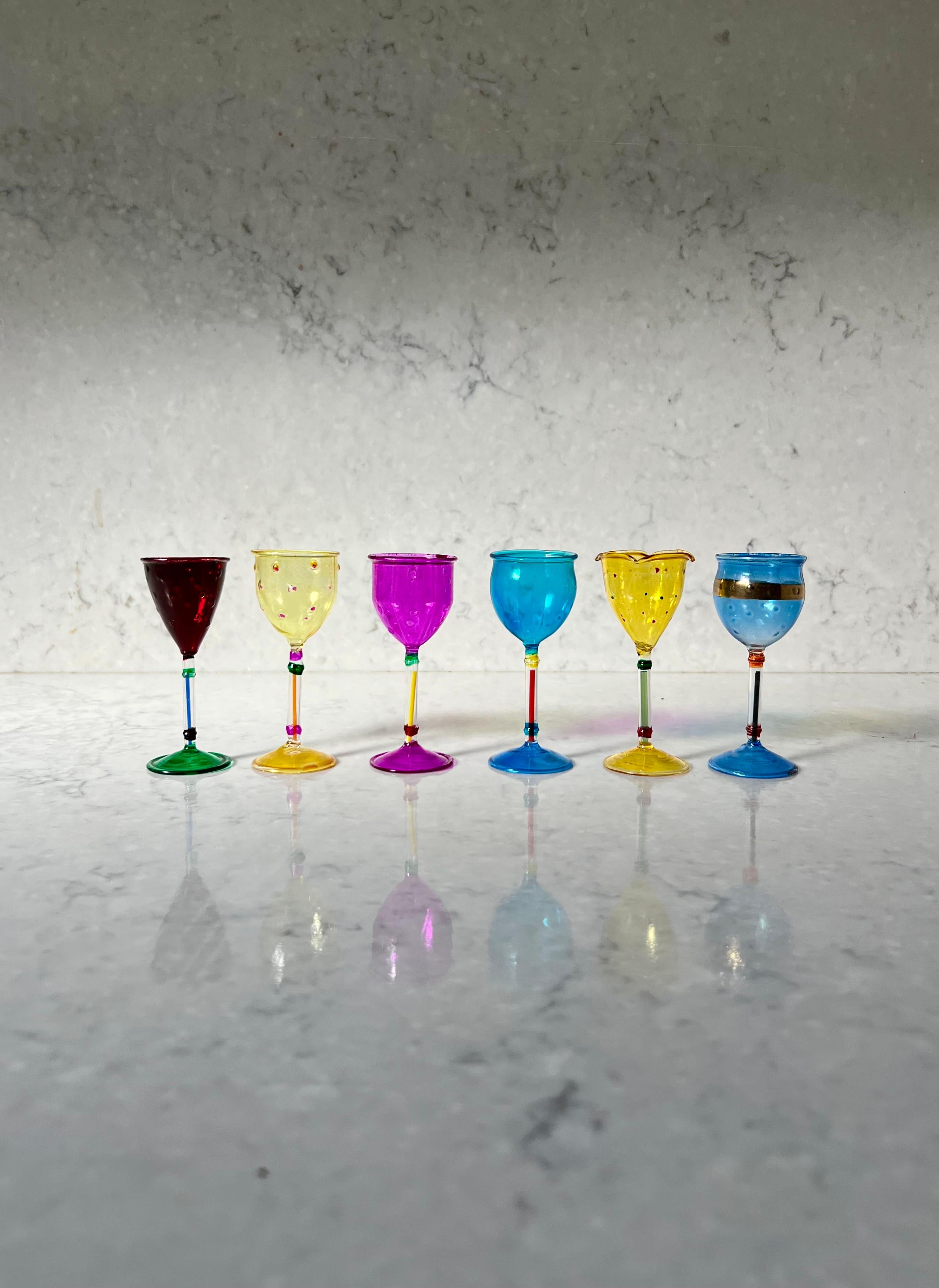 Set of 6 Cordial Glasses by Antonio Salviati for Venezia, 20th Century 4