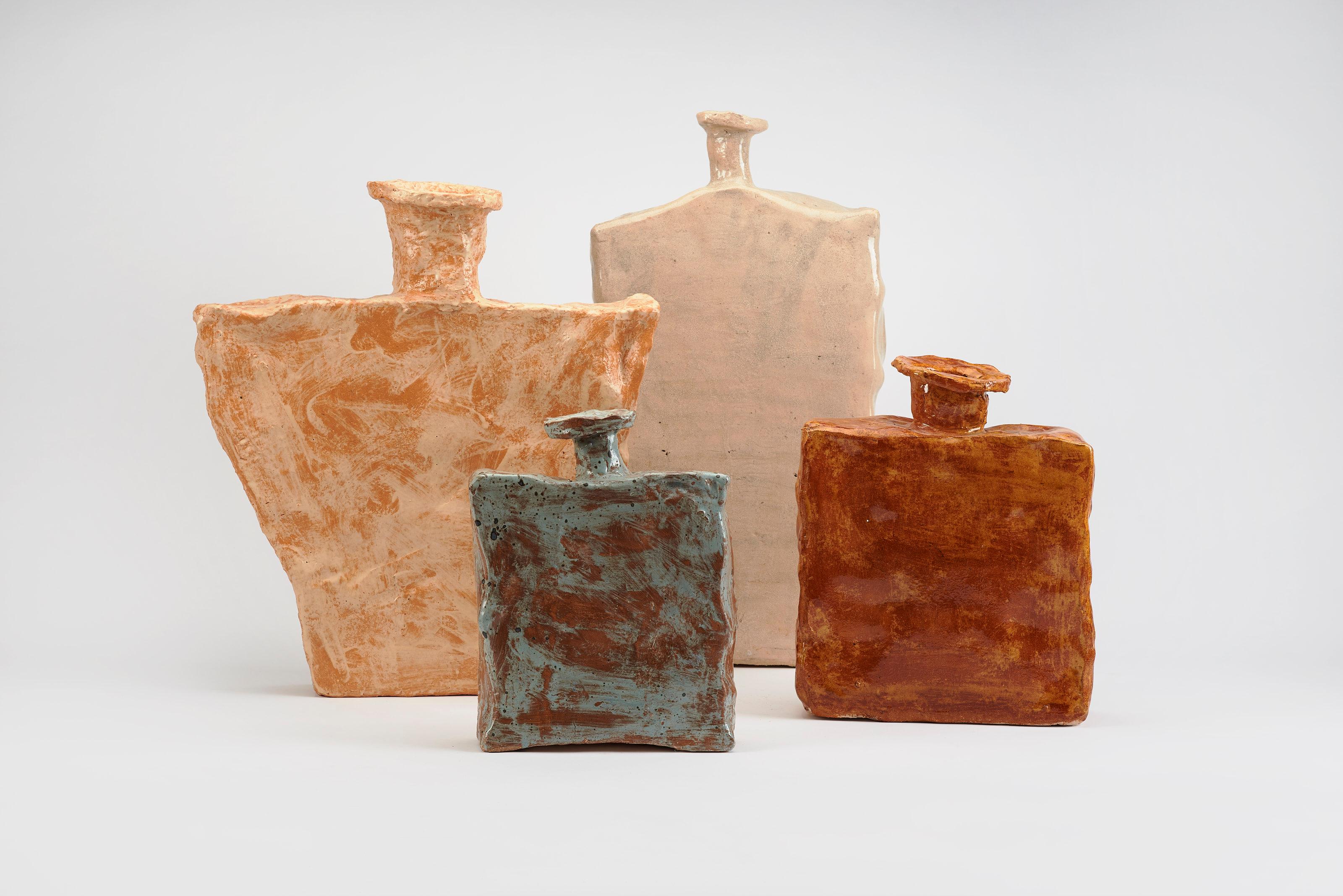 Glazed Set of 6 Core Vases by Willem Van Hooff For Sale