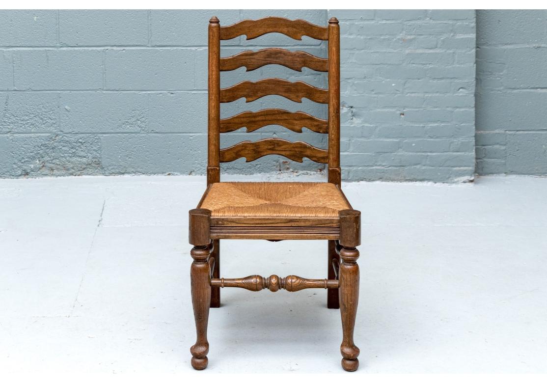 Giunco Set di 6 sedie da pranzo con schienale a scaletta in stile country francese in vendita