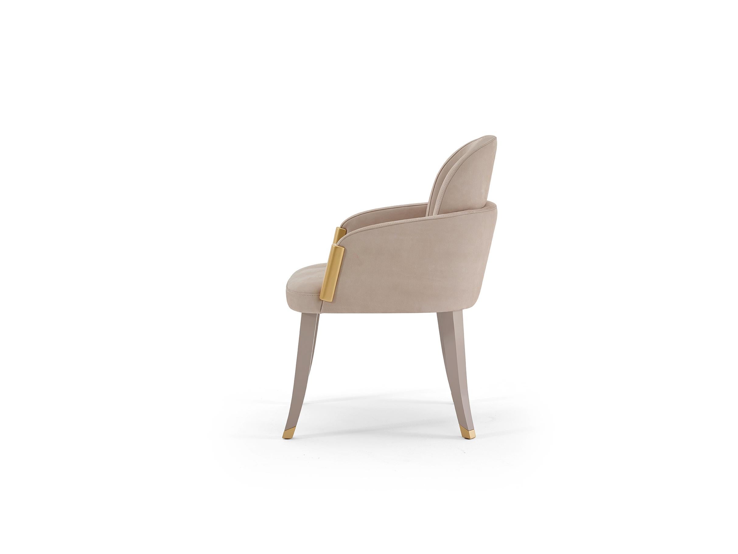 Set aus 6 Couture-Esszimmerstühlen, grau, beige, Eiche/vergoldet (Moderne) im Angebot
