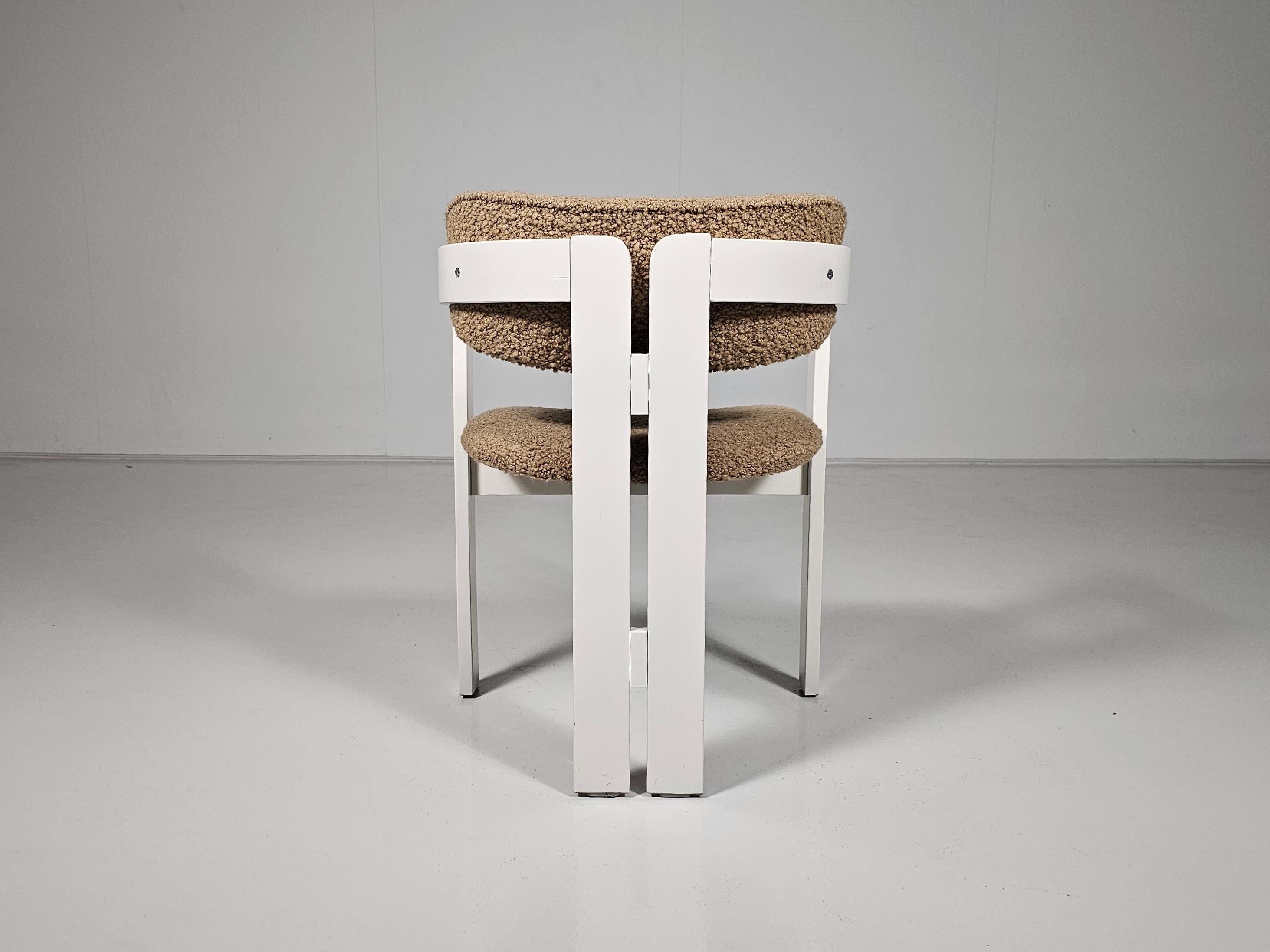 Set of 6 cream and beige colored Pigreco Style Dining Chairs, Italy, 1970 3