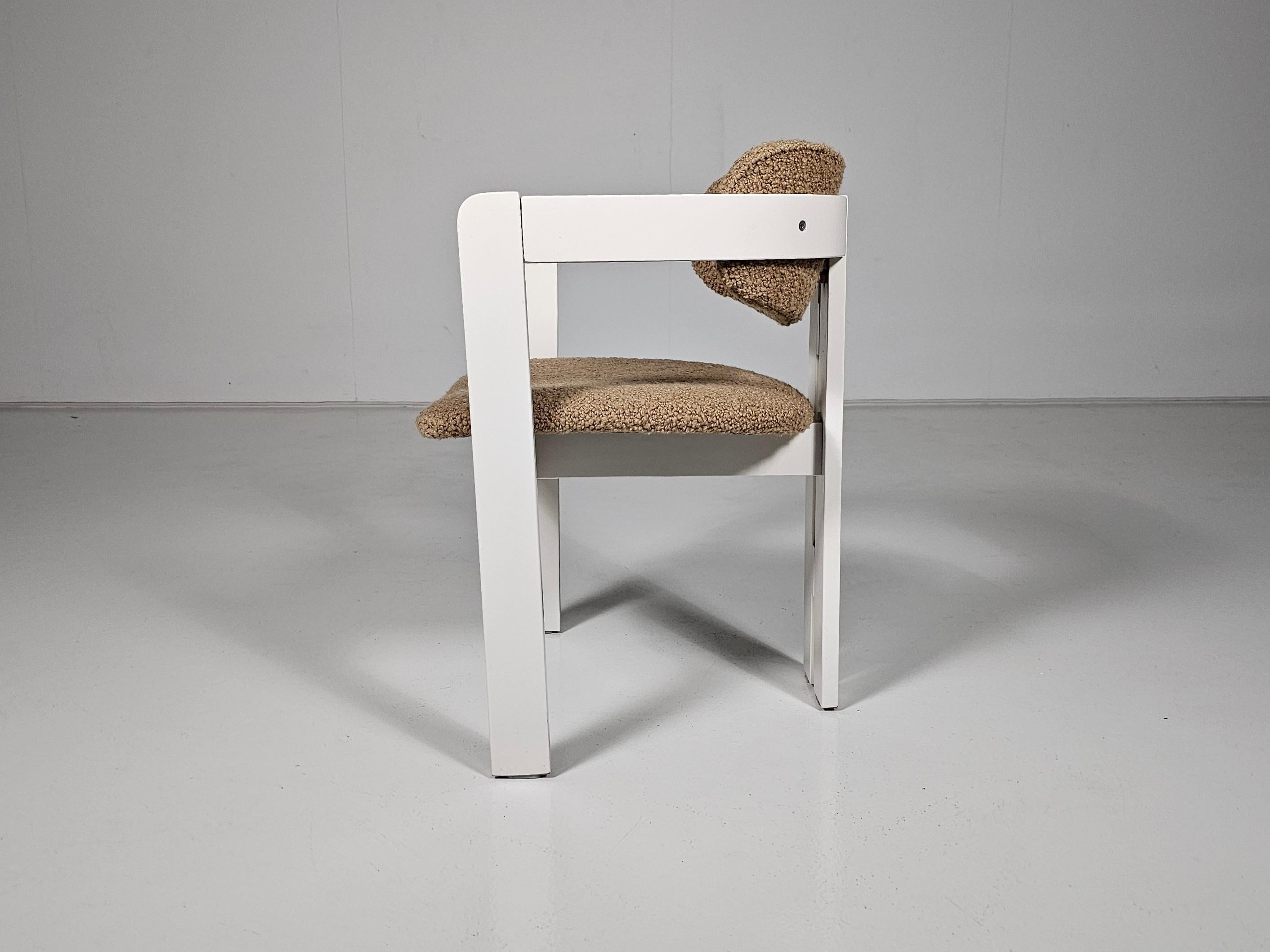 Set of 6 cream and beige colored Pigreco Style Dining Chairs, Italy, 1970 4