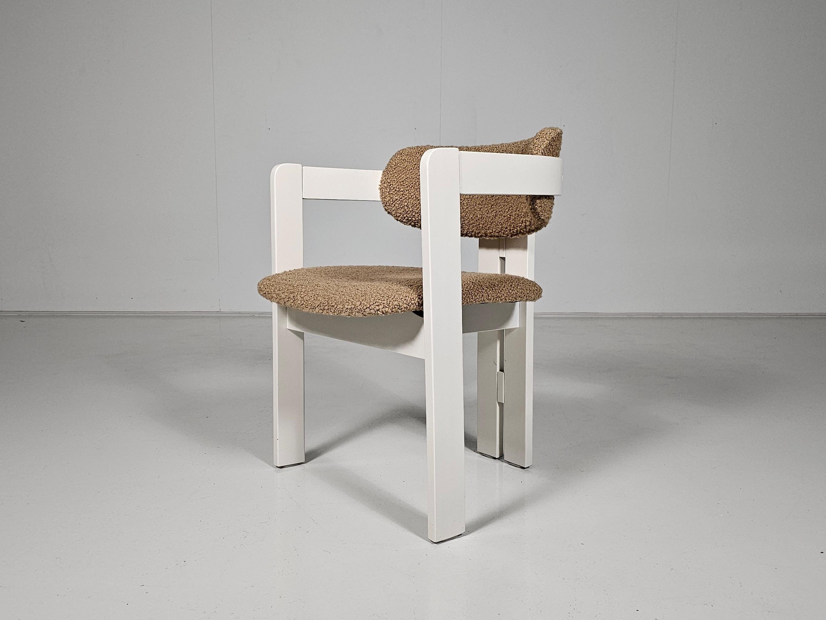Set of 6 cream and beige colored Pigreco Style Dining Chairs, Italy, 1970 5