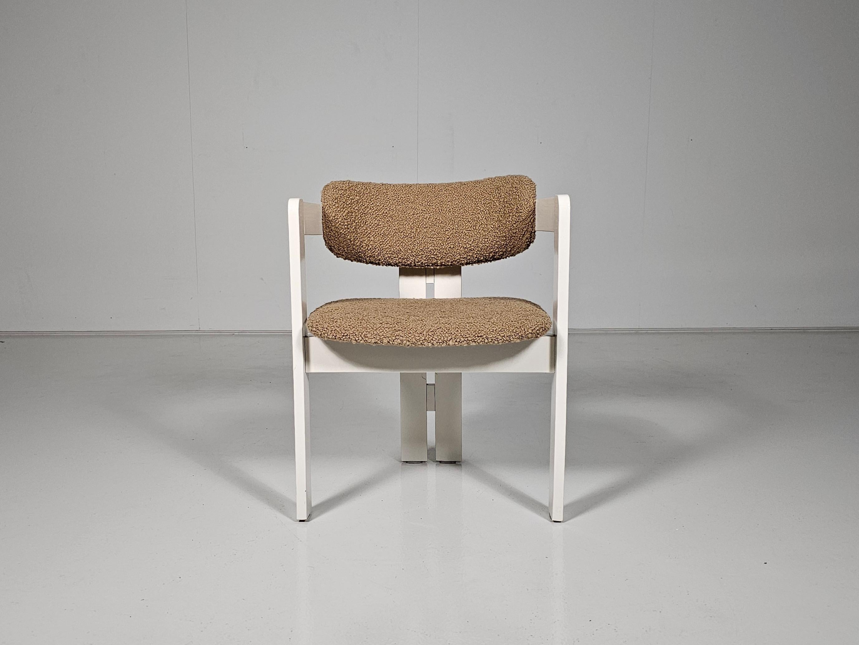 Set of 6 cream and beige colored Pigreco Style Dining Chairs, Italy, 1970 6