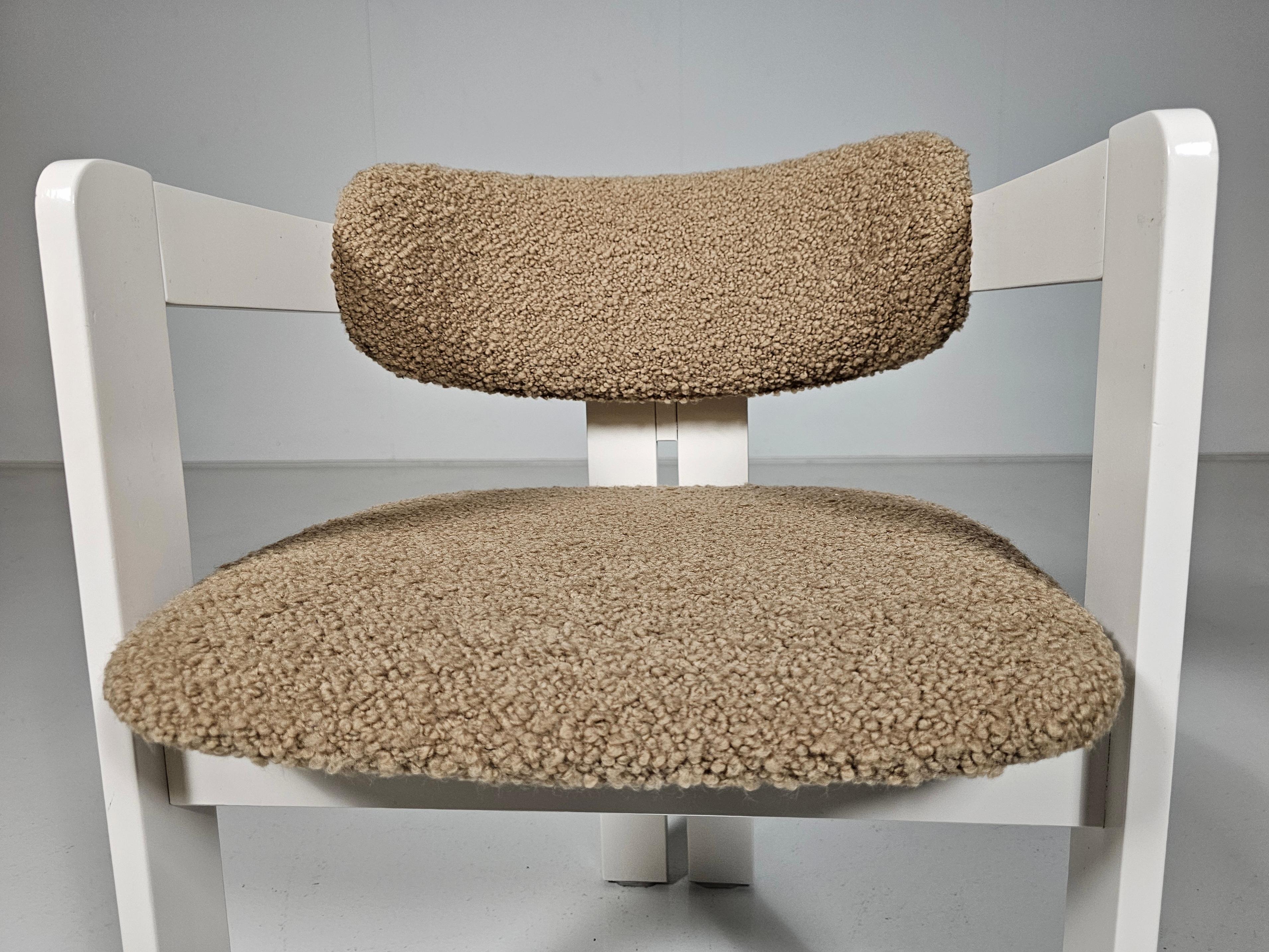 Set of 6 cream and beige colored Pigreco Style Dining Chairs, Italy, 1970 In Good Condition In amstelveen, NL
