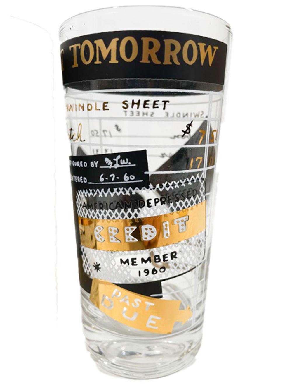 American Set of 6 Credit Card Themed Highball Glasses, 