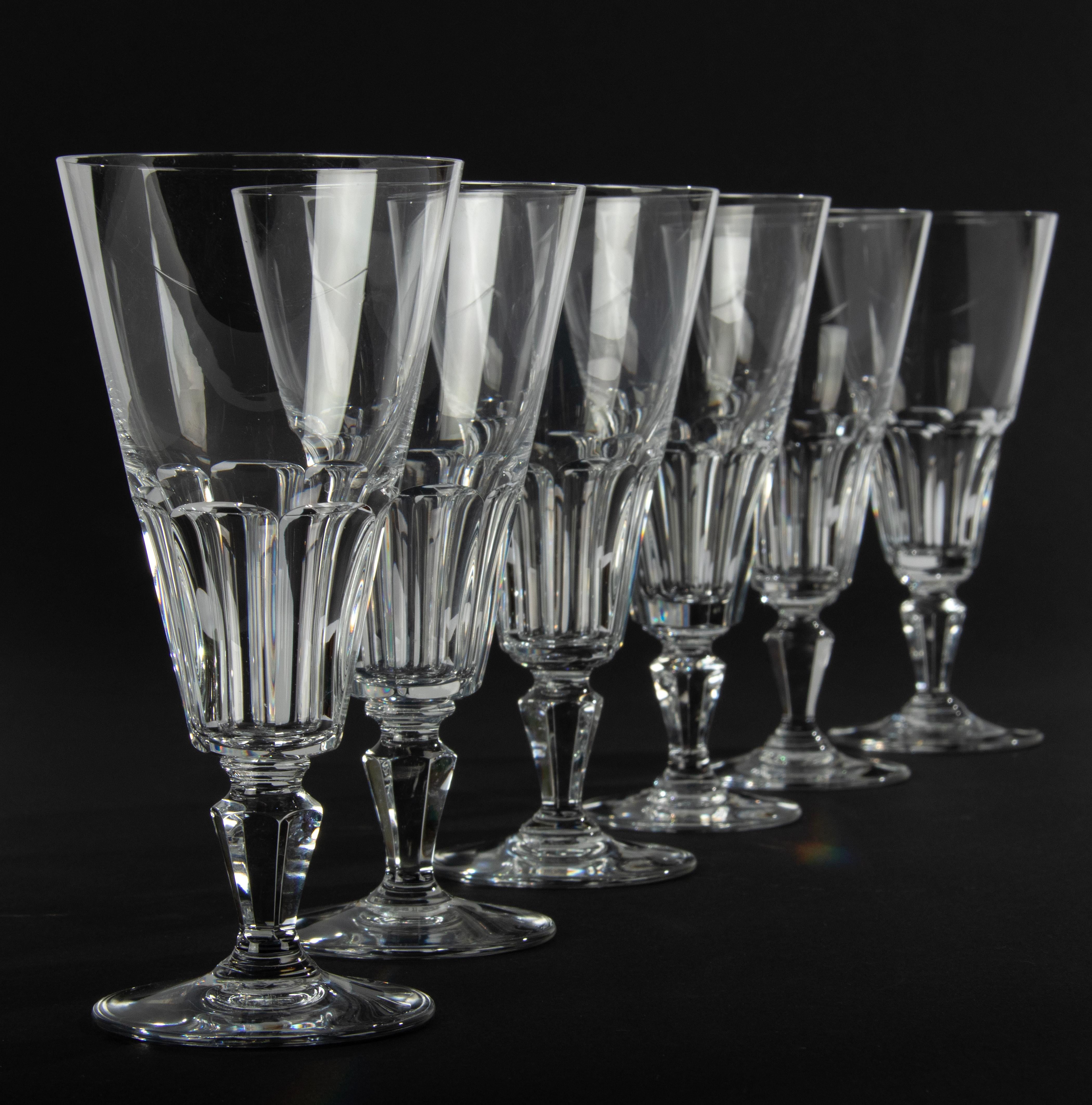 Set of 6 Crystal Champagne Flutes Made by Baccarat 7