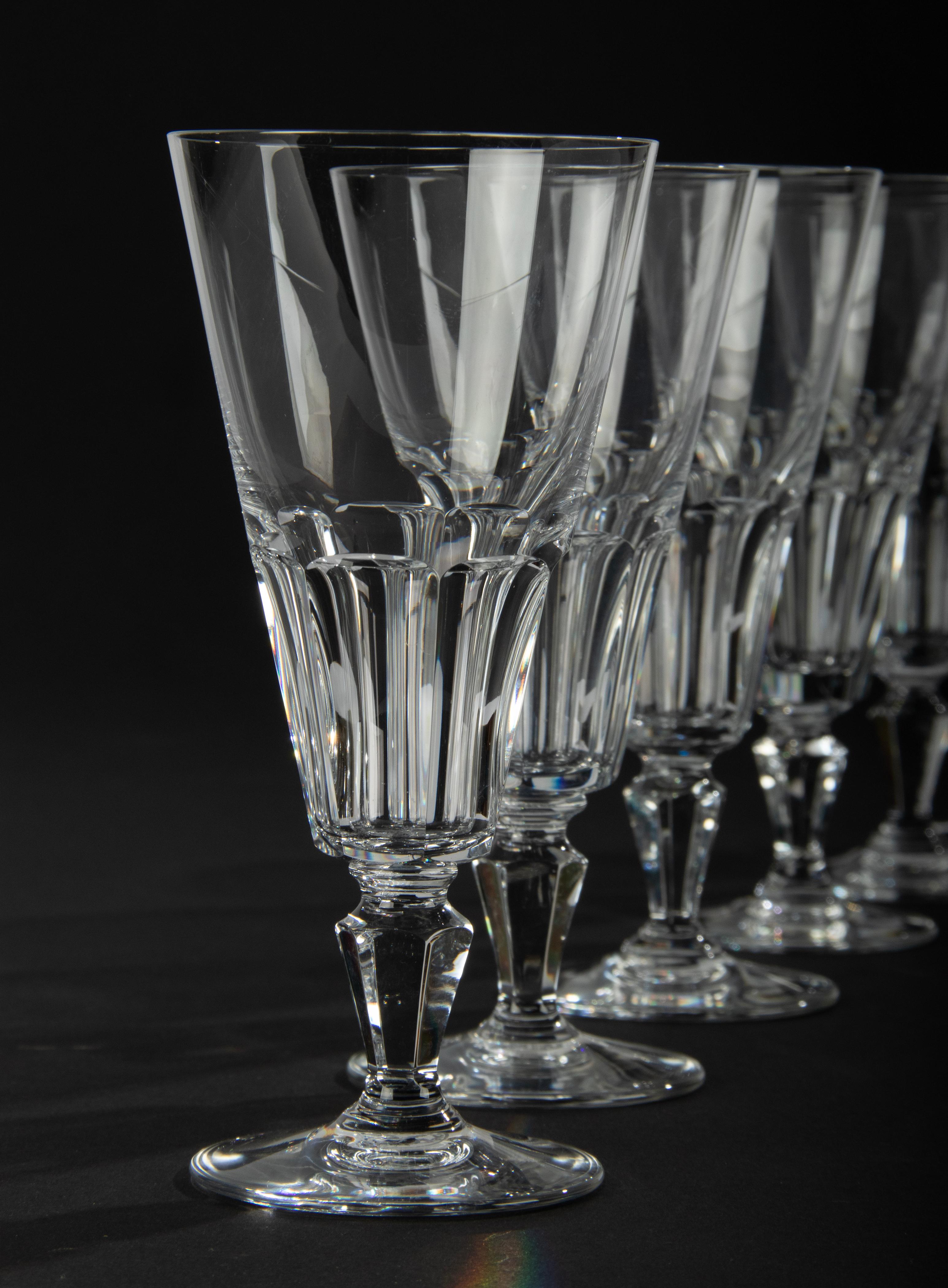 Set of 6 Crystal Champagne Flutes Made by Baccarat 9