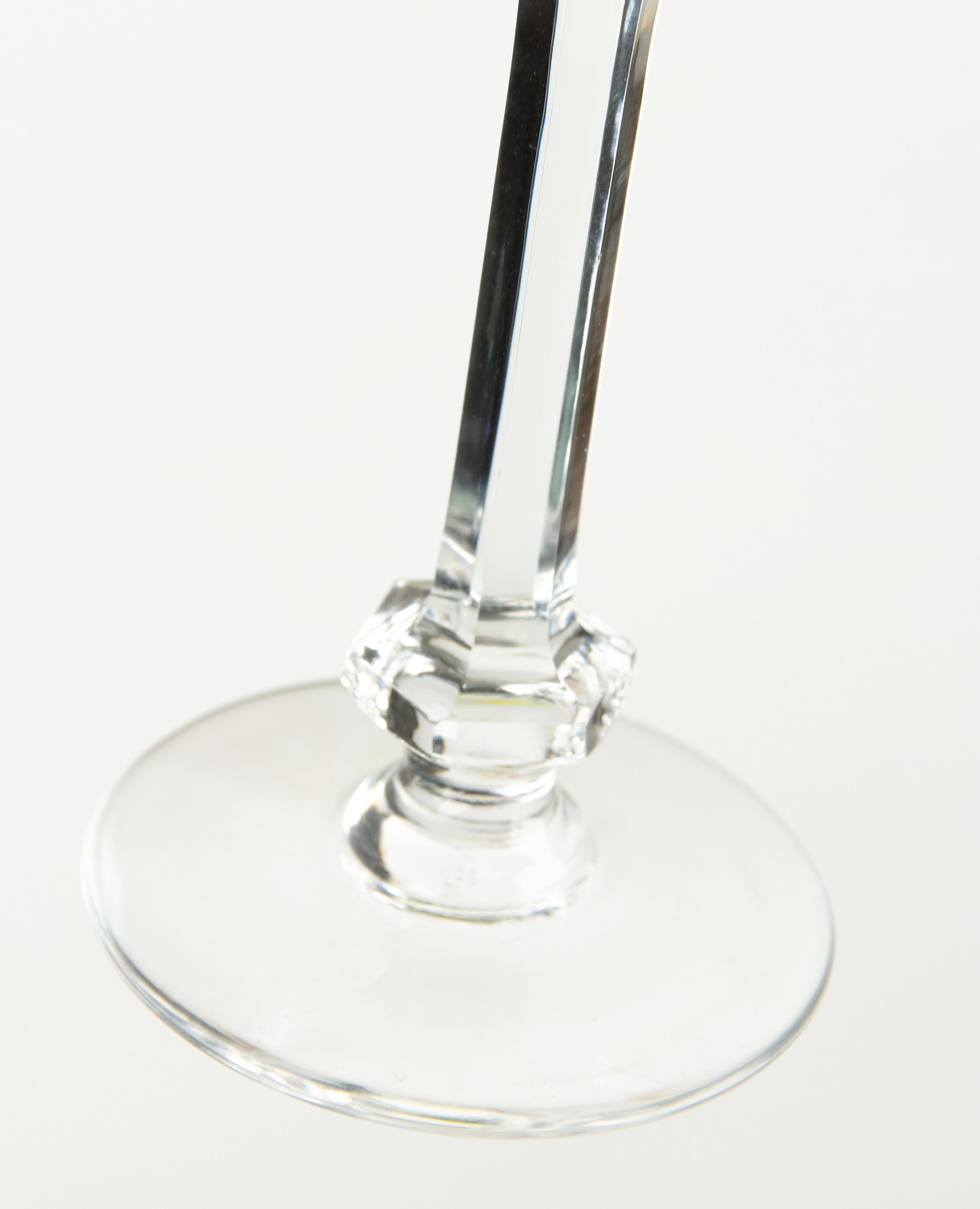 Ensemble de 6 verres à vin de couleur cristal fabriqués par Val Saint Lambert  en vente 1