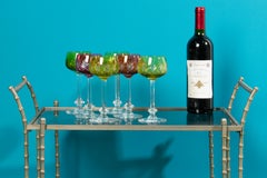 Set of 6 Crystal Colored Wine Glasses Made by Val Saint Lambert