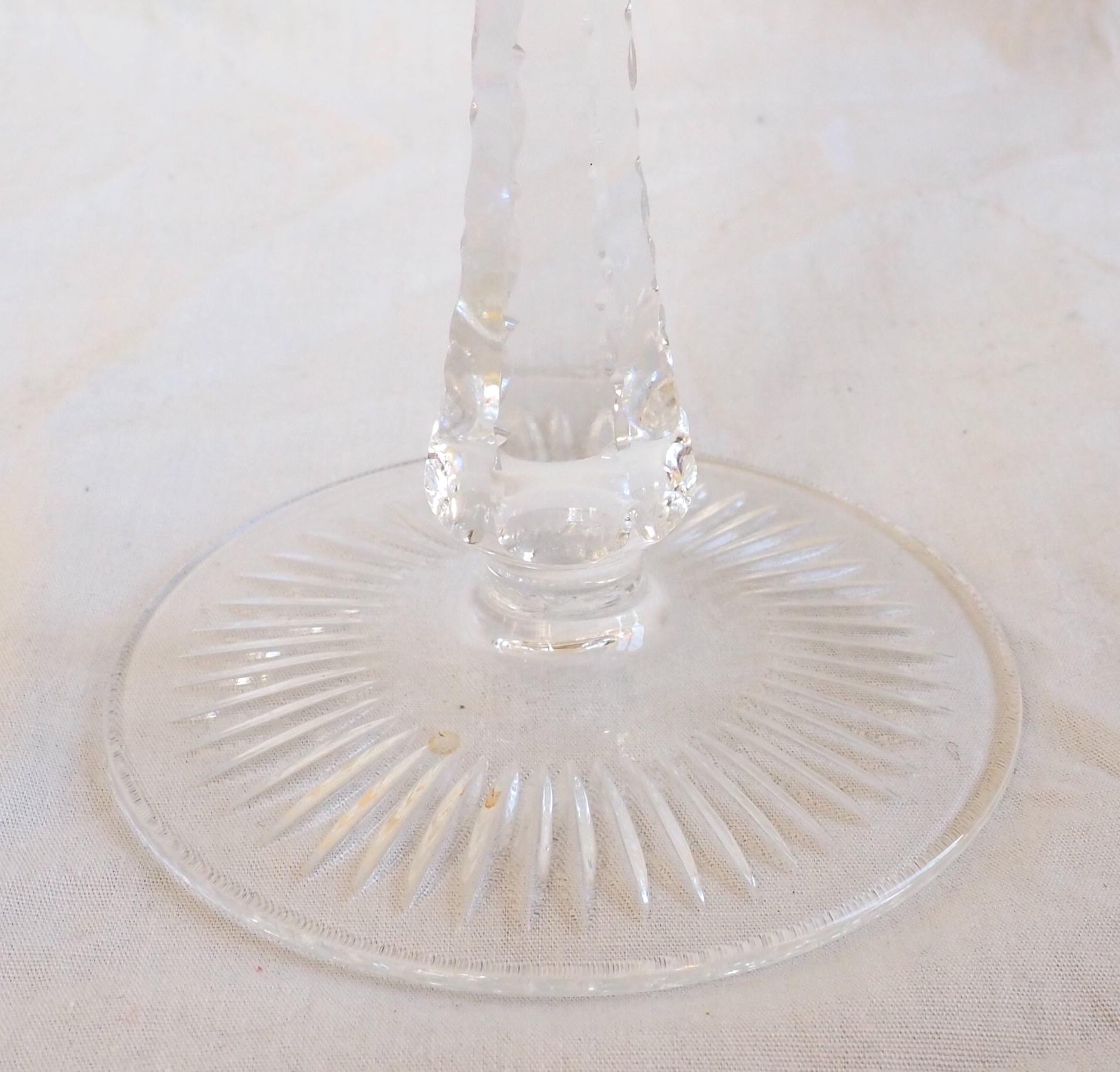 Crystal Set of 6 crystal hock / wine glasses / roemers - France, early 20th century