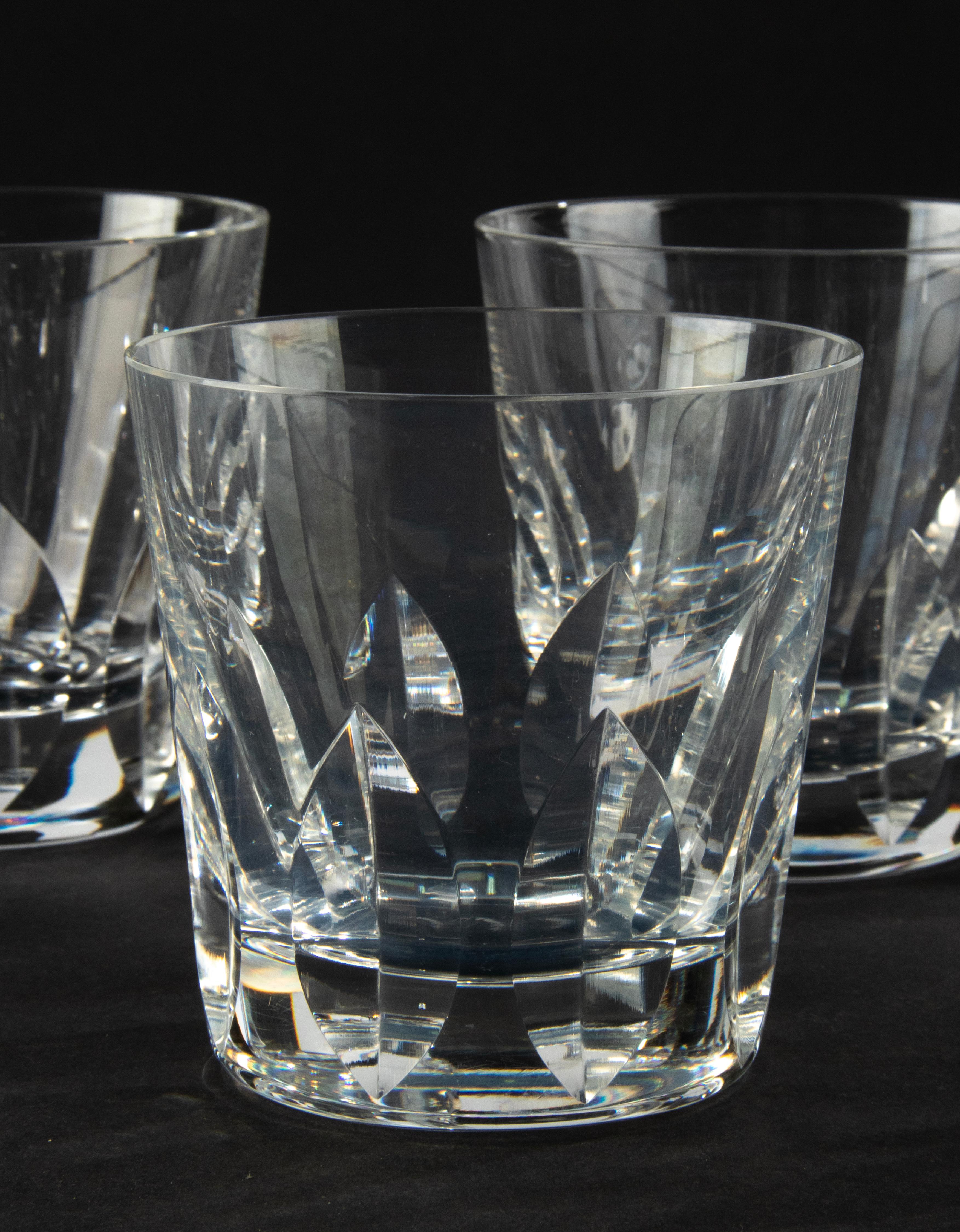 Mid-Century Modern Ensemble de 6 verres à whisky en cristal, modèle Saint Louis en vente