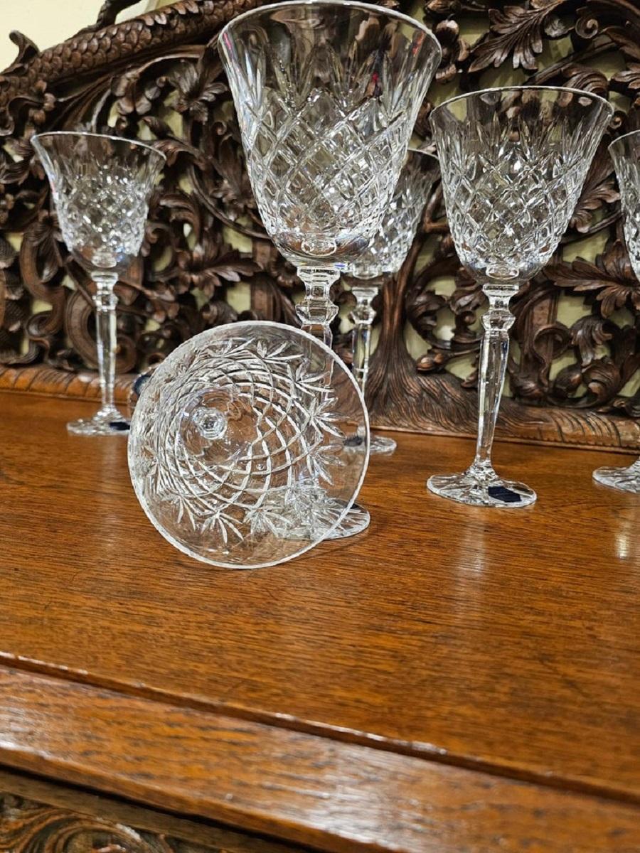 Neoclassical Set of 6 Crystal Wine or Water Glasses (9.5 fl_oz) - hand crafted For Sale