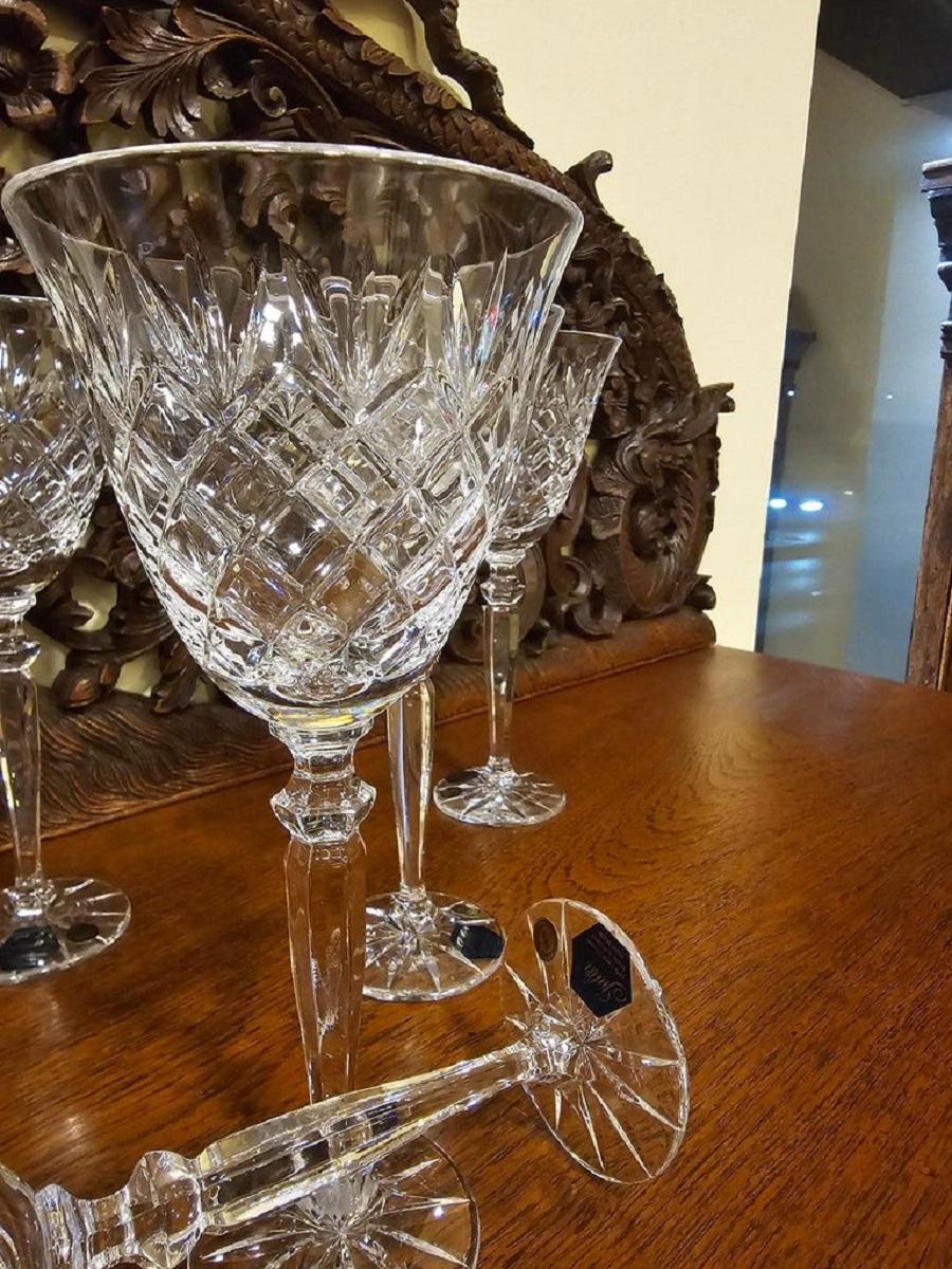 Polish Set of 6 Crystal Wine or Water Glasses (9.5 fl_oz) - hand crafted For Sale