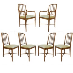 Set of 6 Curved Mid-Century Modern Sleek Edward Wormley for Drexel Dining Chairs