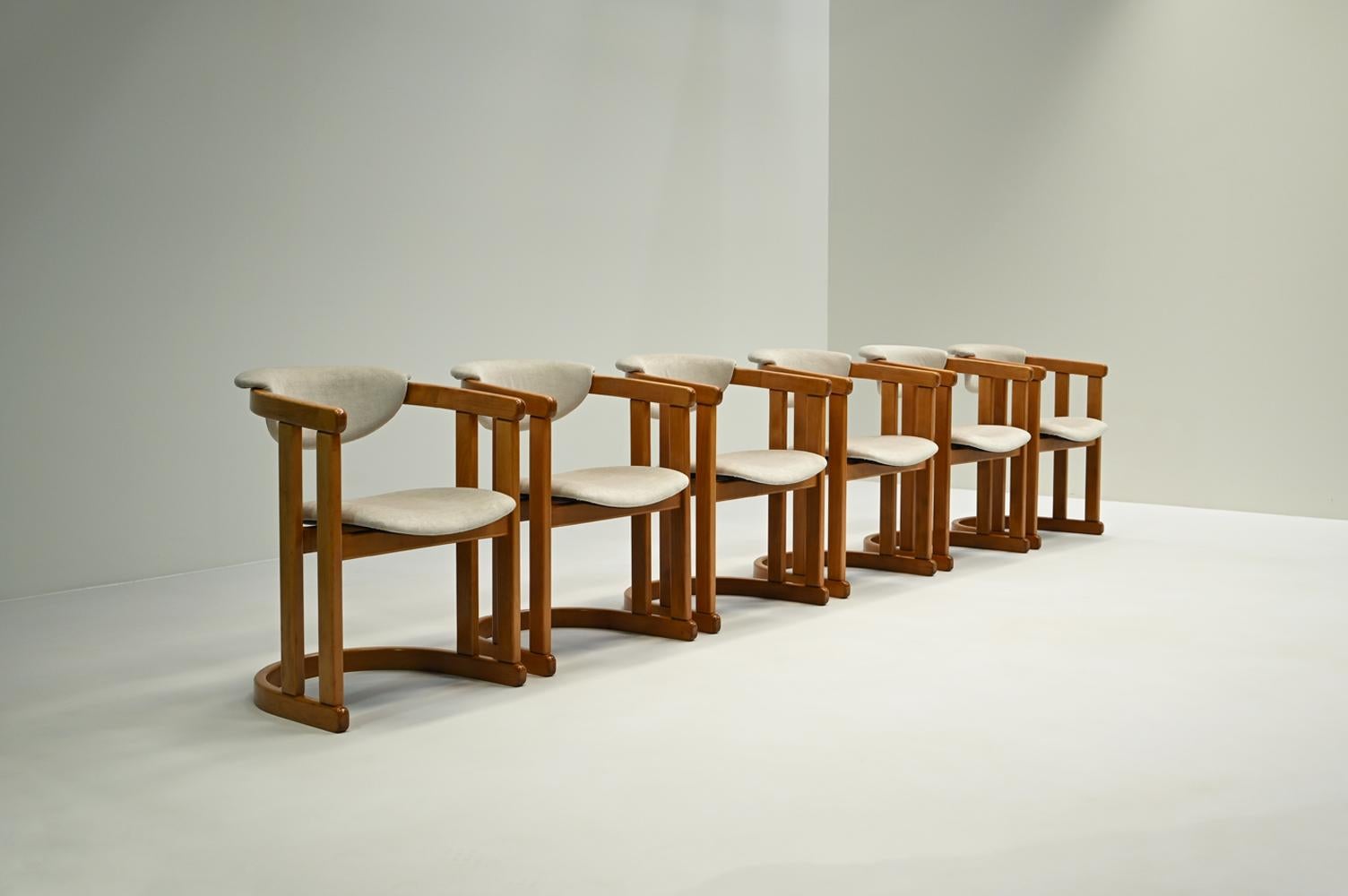 Juego de 6 sillas de comedor de madera de haya curverd, años 60 Alemania. Alemán en venta