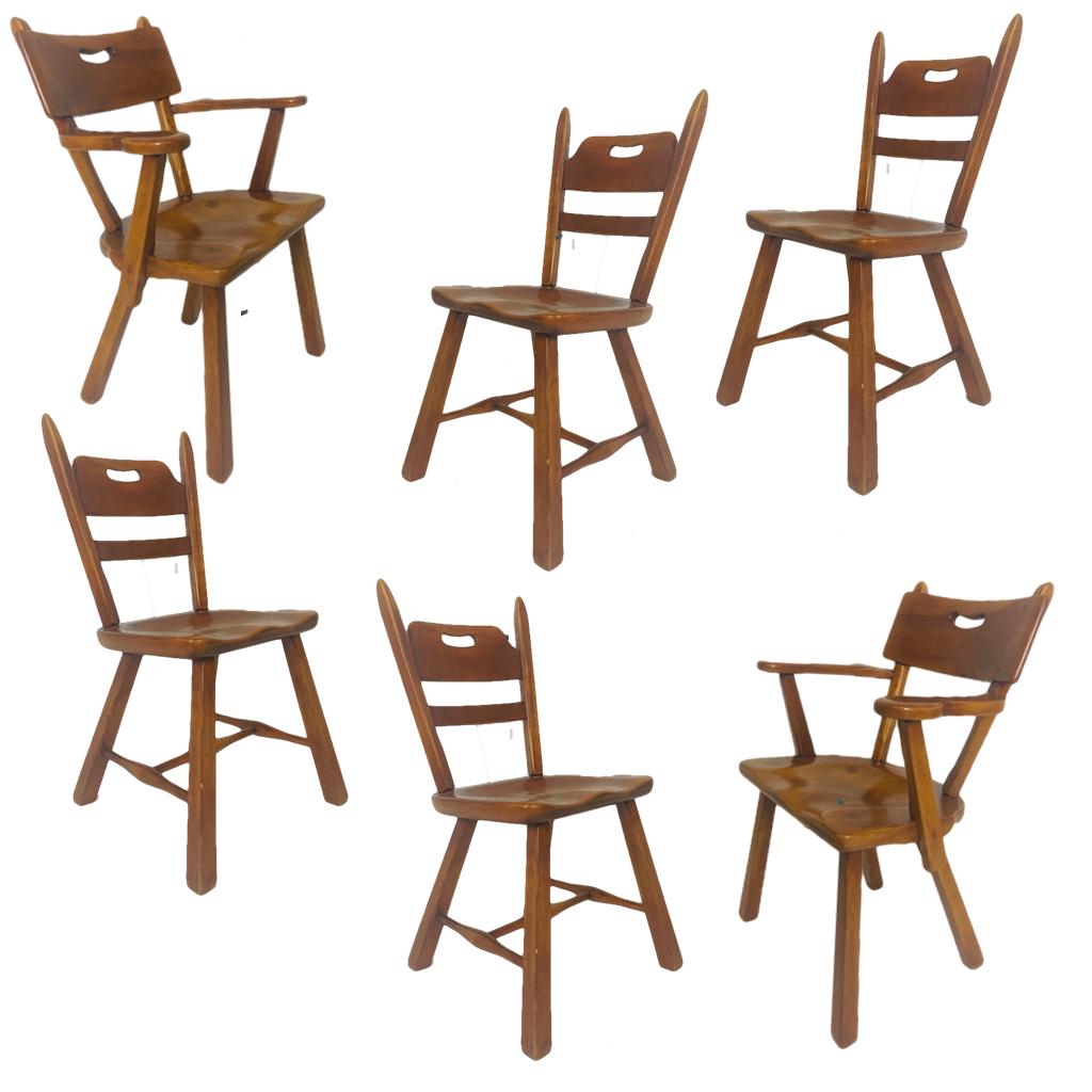 Set of 6 Cushman Vermont Rock Maple Dining Chairs Designed by Herman DeVries 2