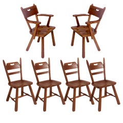 Set of 6 Cushman Vermont Rock Maple Dining Chairs Designed by Herman DeVries