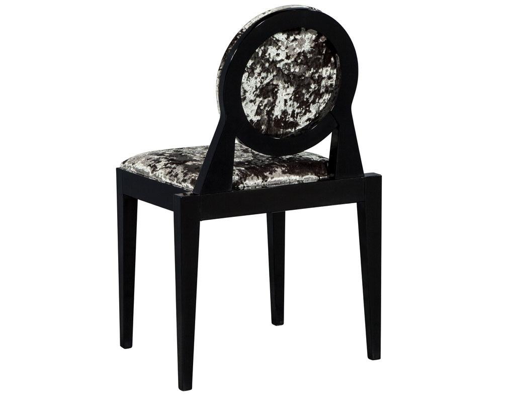 Set of 6 Custom Art Deco Inspired Black Dining Chairs by Carrocel In Excellent Condition In North York, ON
