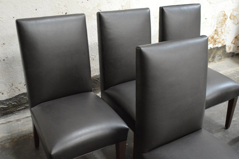 Set of 6 Custom Leather Vaughn Dining Chairs by Bjork Studio at 1stDibs
