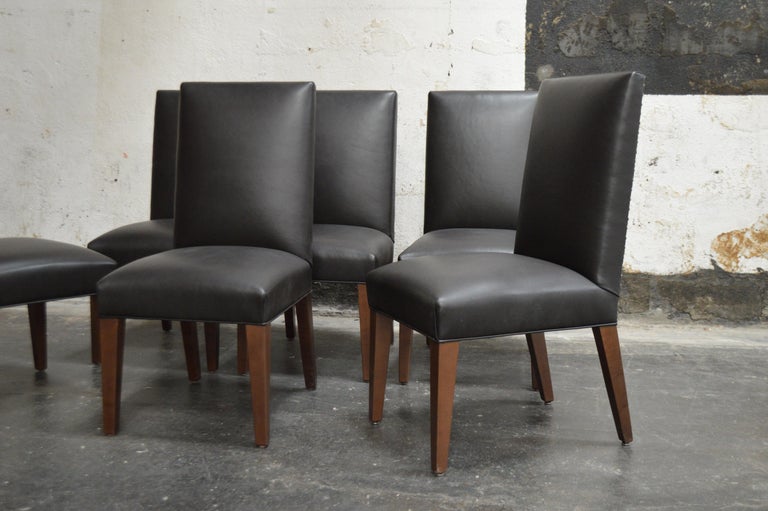 Set of 6 Custom Leather Vaughn Dining Chairs by Bjork Studio at 1stDibs