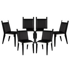 Set di 6 sedie da pranzo moderne su misura in pelle bianca e nera di Carrocel